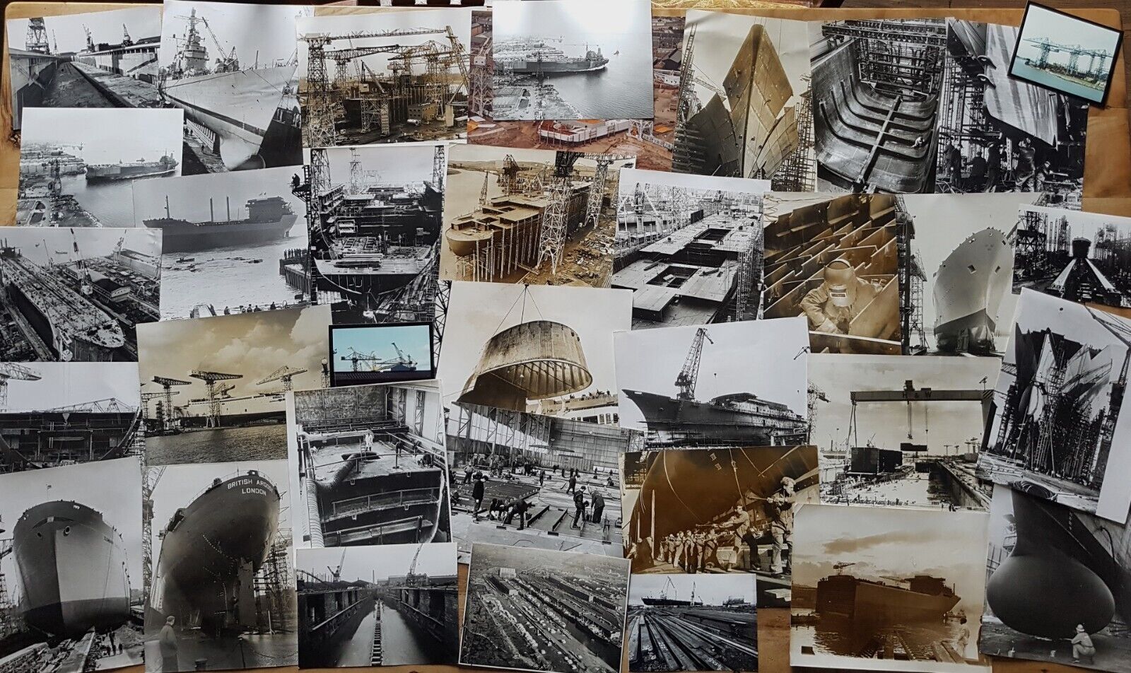 Superb Large Collection Original Vintage Press Photos - British Ship Building