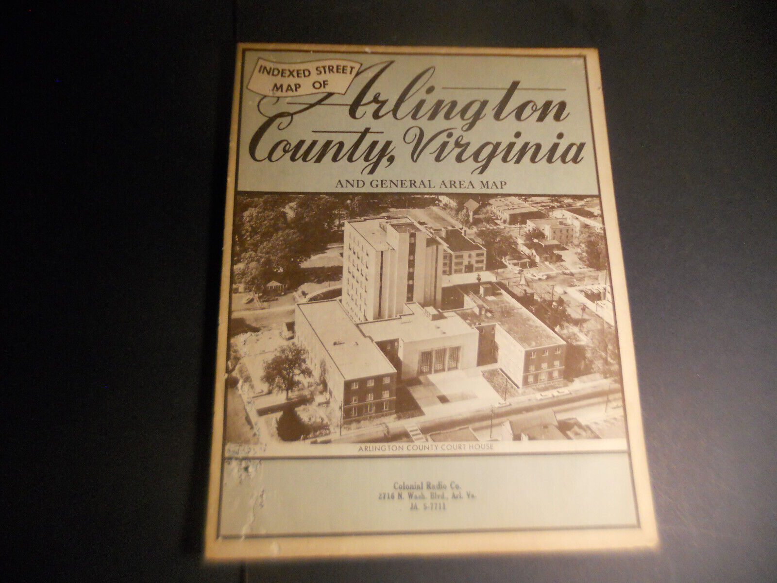 ARLINGTON VIRGINIA Indexed STREET MAP Vintage w Local ADS 1950s-60s Aerial