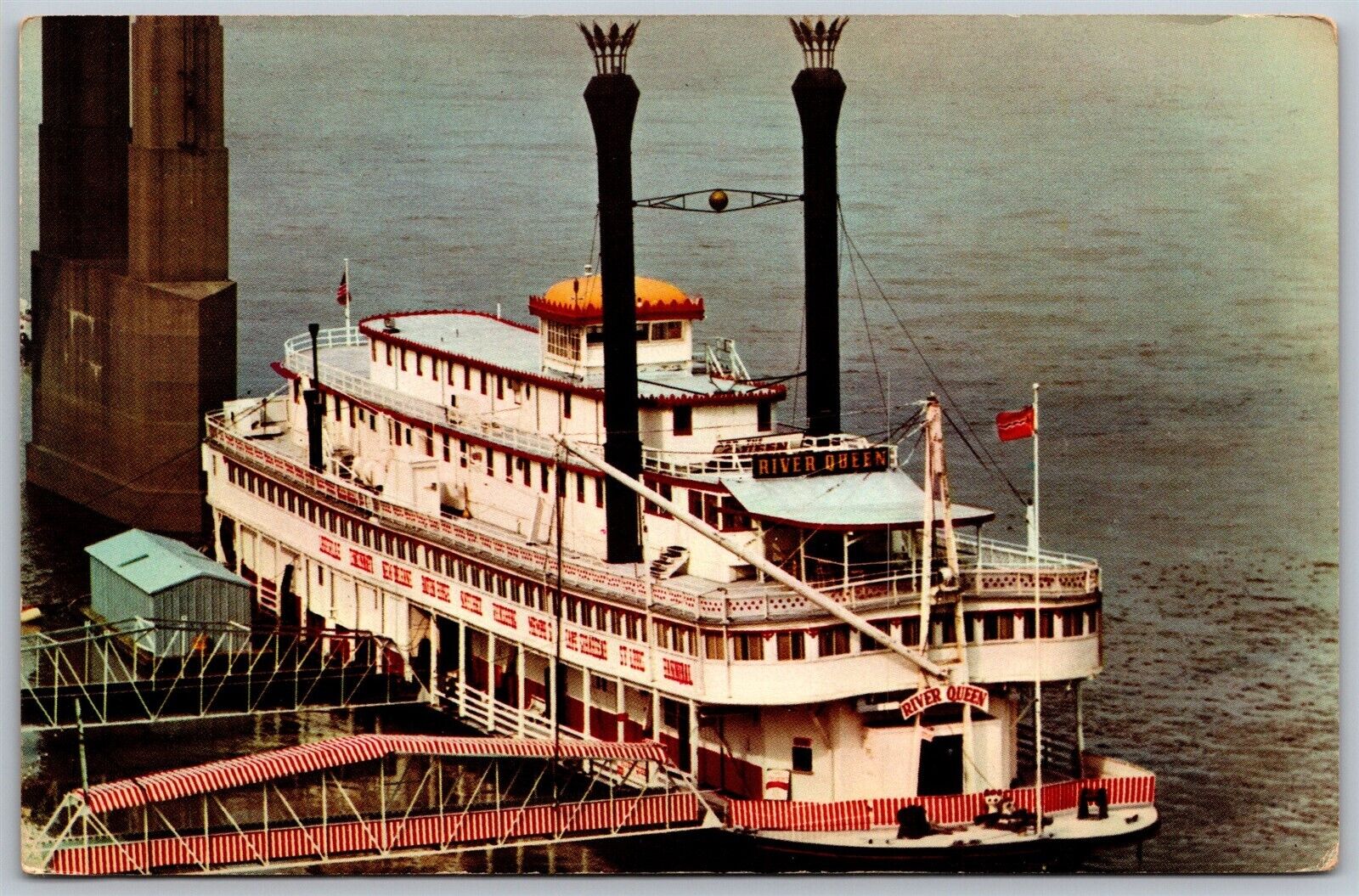 Vtg St Louis Missouri MO River Queen Packet Boat Foot of Delmar 1960s Postcard