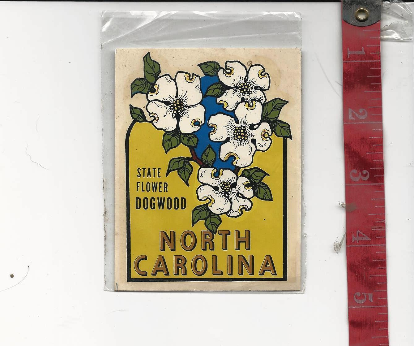 Vintage travel water decal State Flower North Carolina Great Western 