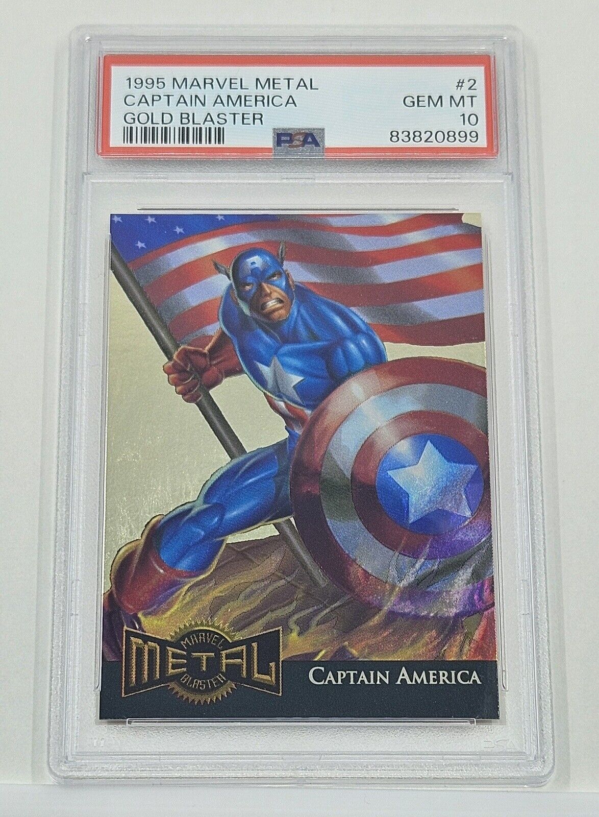1995 Marvel Metal Gold Blaster #2 Captain America PSA 10 **RARE**