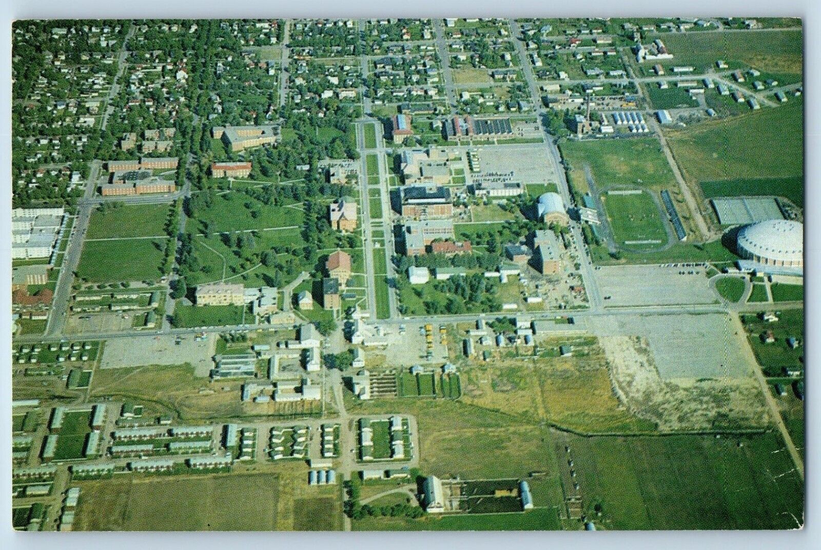 Bozeman Montana MT Postcard Aerial View Montana State College Campus 1964 Posted