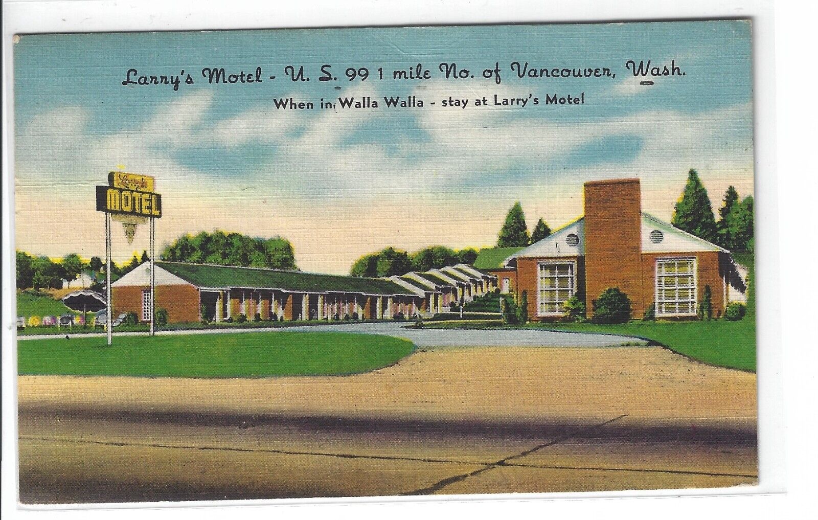 Larry\'s Motel Vancouver WA Vintage Linen Postcard #314