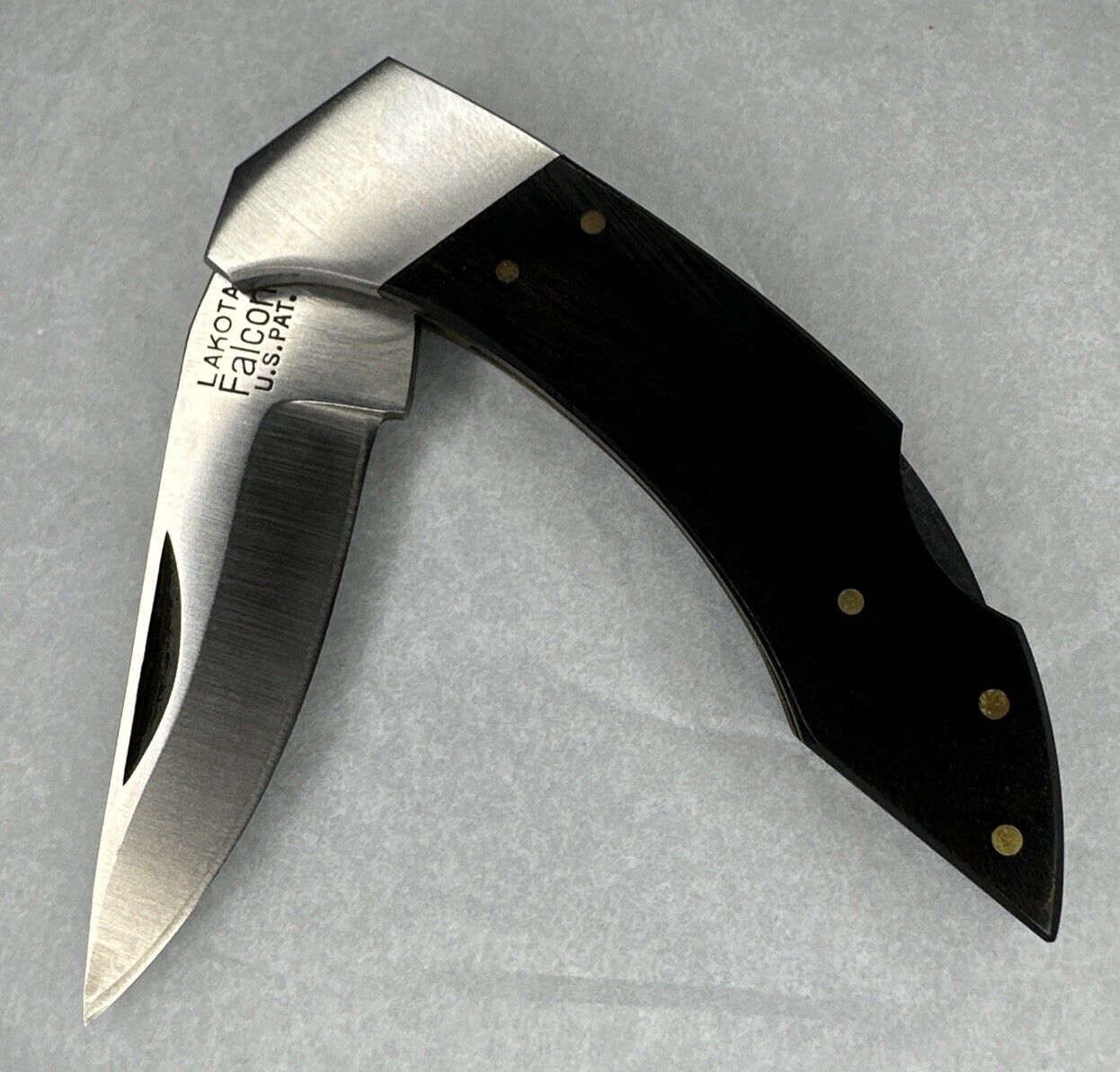 LAKOTA FALCON Vintage Lockback Black Folding Knife Sei Kanemotsu Seki Japan 80s