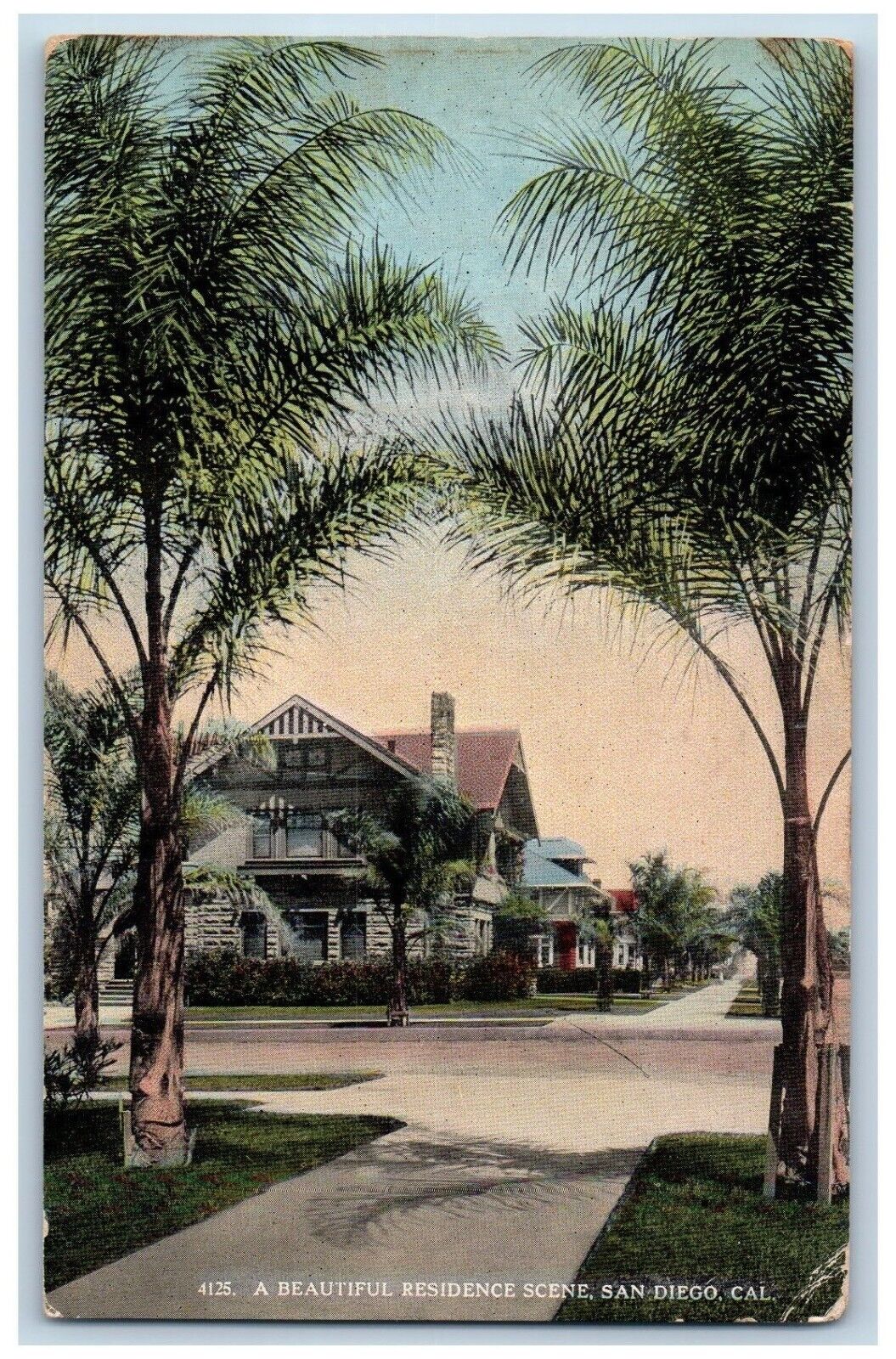 San Diego California CA Postcard Beautiful Residence Scene 1921 Vintage Antique