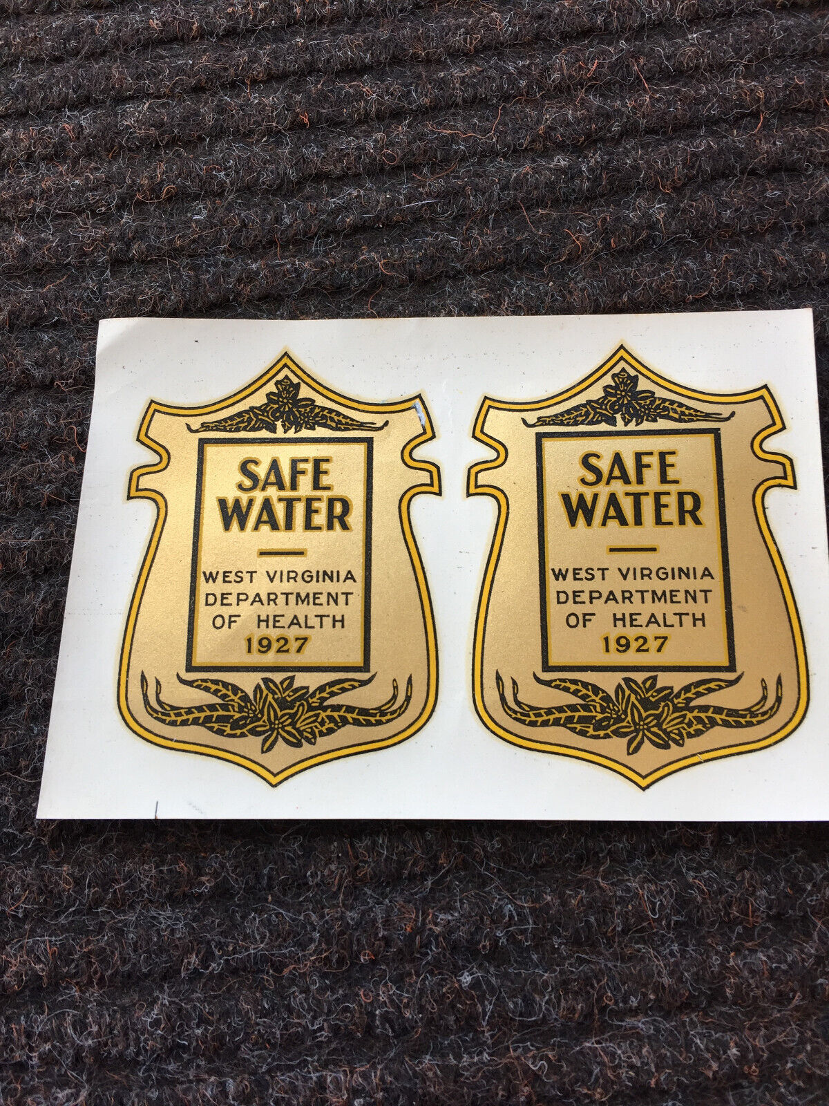 Rare Vintage Safe Water Department Of Health Sticker 1927
