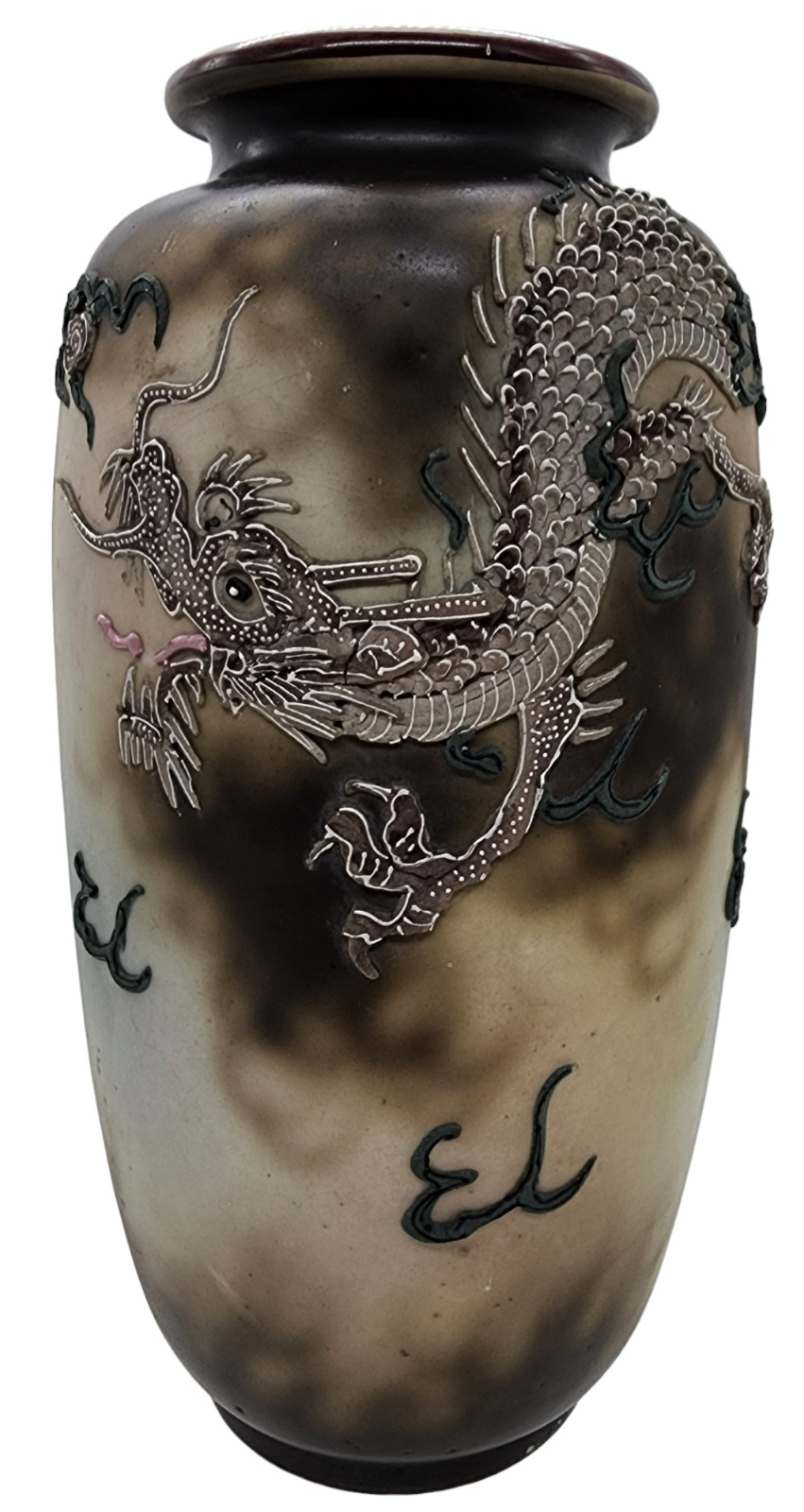 Vintage Moriage Dragonware Vase 10 1/2” Hand Painted Nippon Dragon Pottery Japan