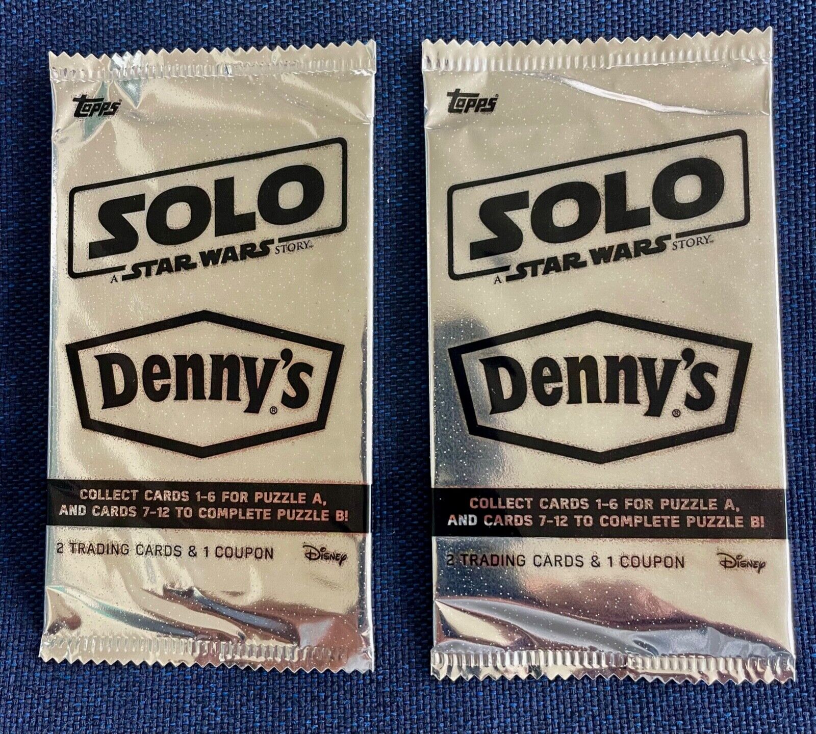 Lot of Two 2018 Topps DENNY’S SOLO: a Star Wars Story Sealed Card packs