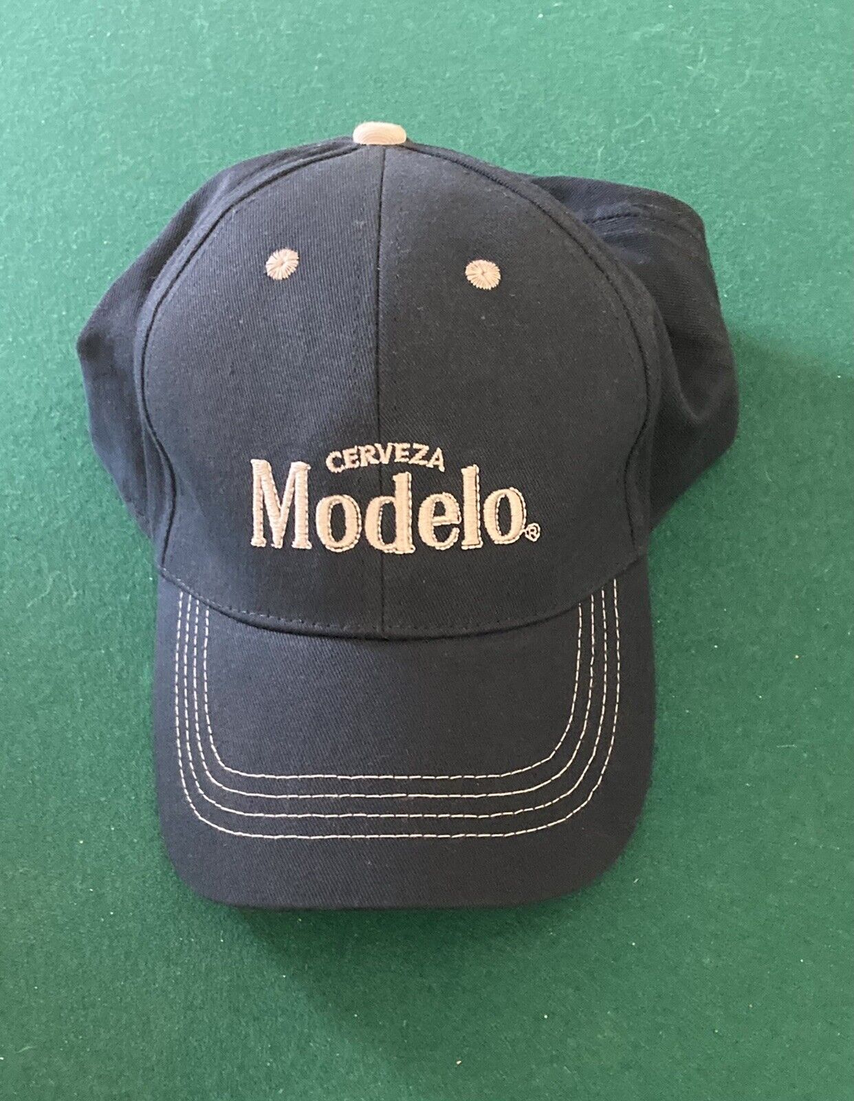 Cerveza Modelo Hat. Blue & 100% Cotton. Adjustable Backing One Size Fits All.