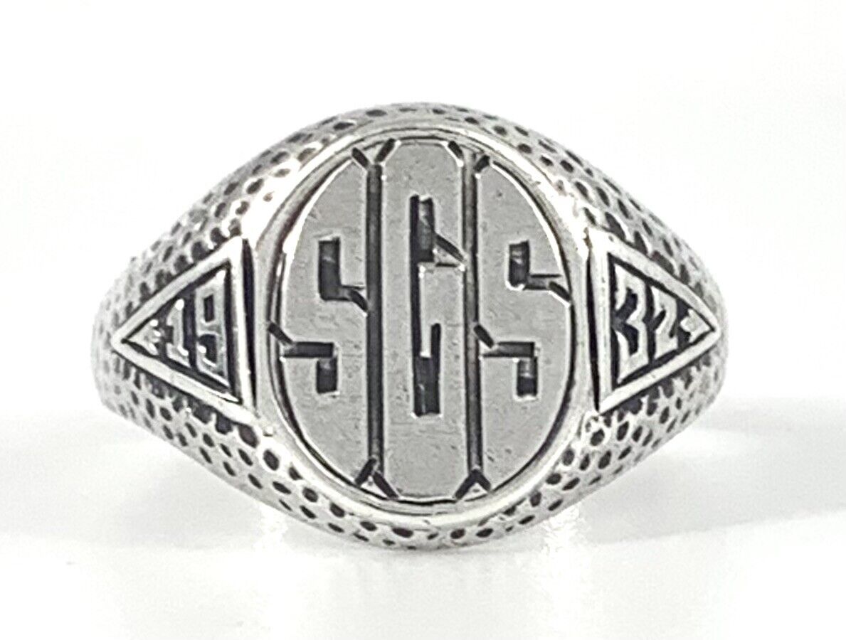 Vintage 1932 SGS Sterling Silver High School Class Ring Sz 6.5