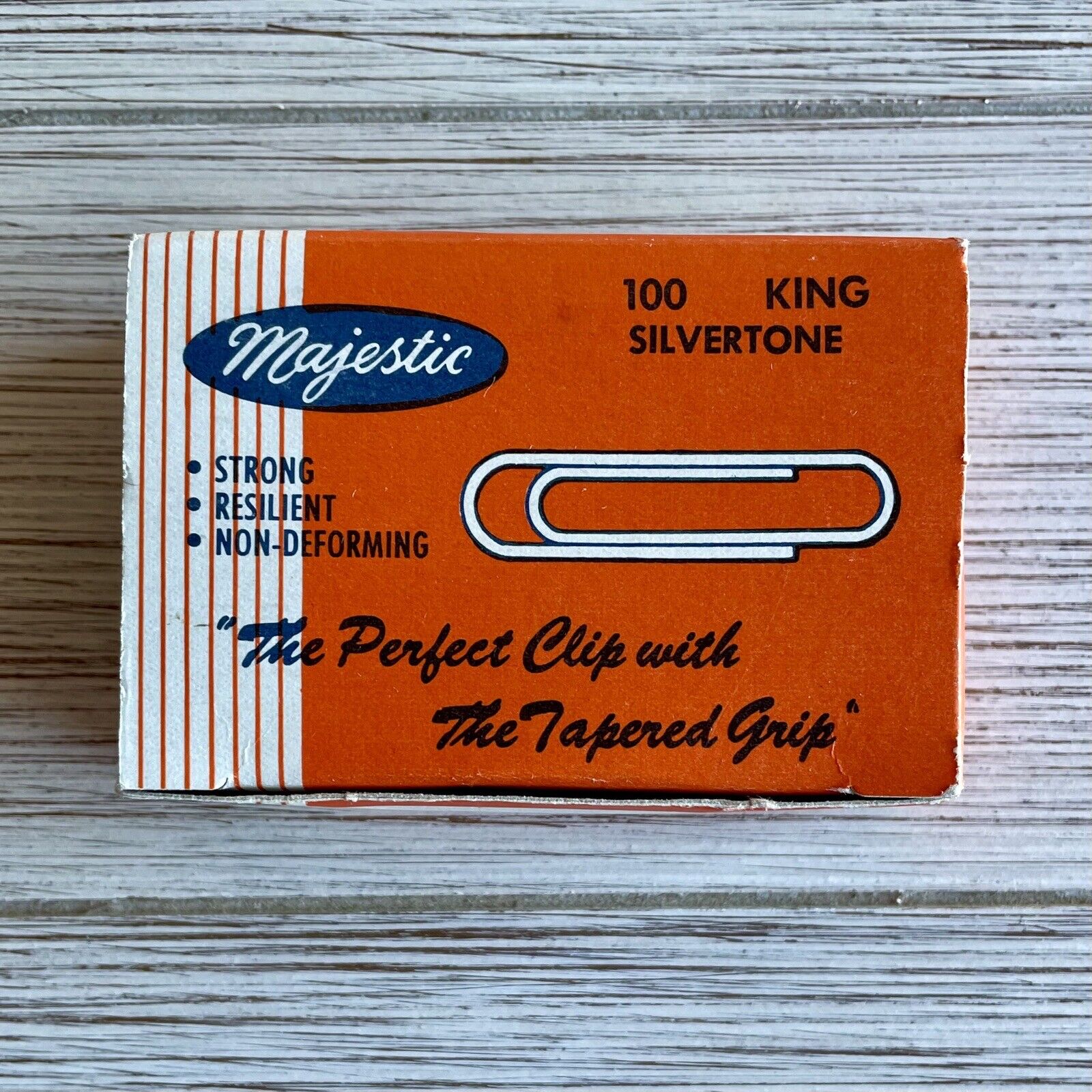 Vintage MAJESTIC Gem Paper Clips King Size Silvertone W/ Original Box