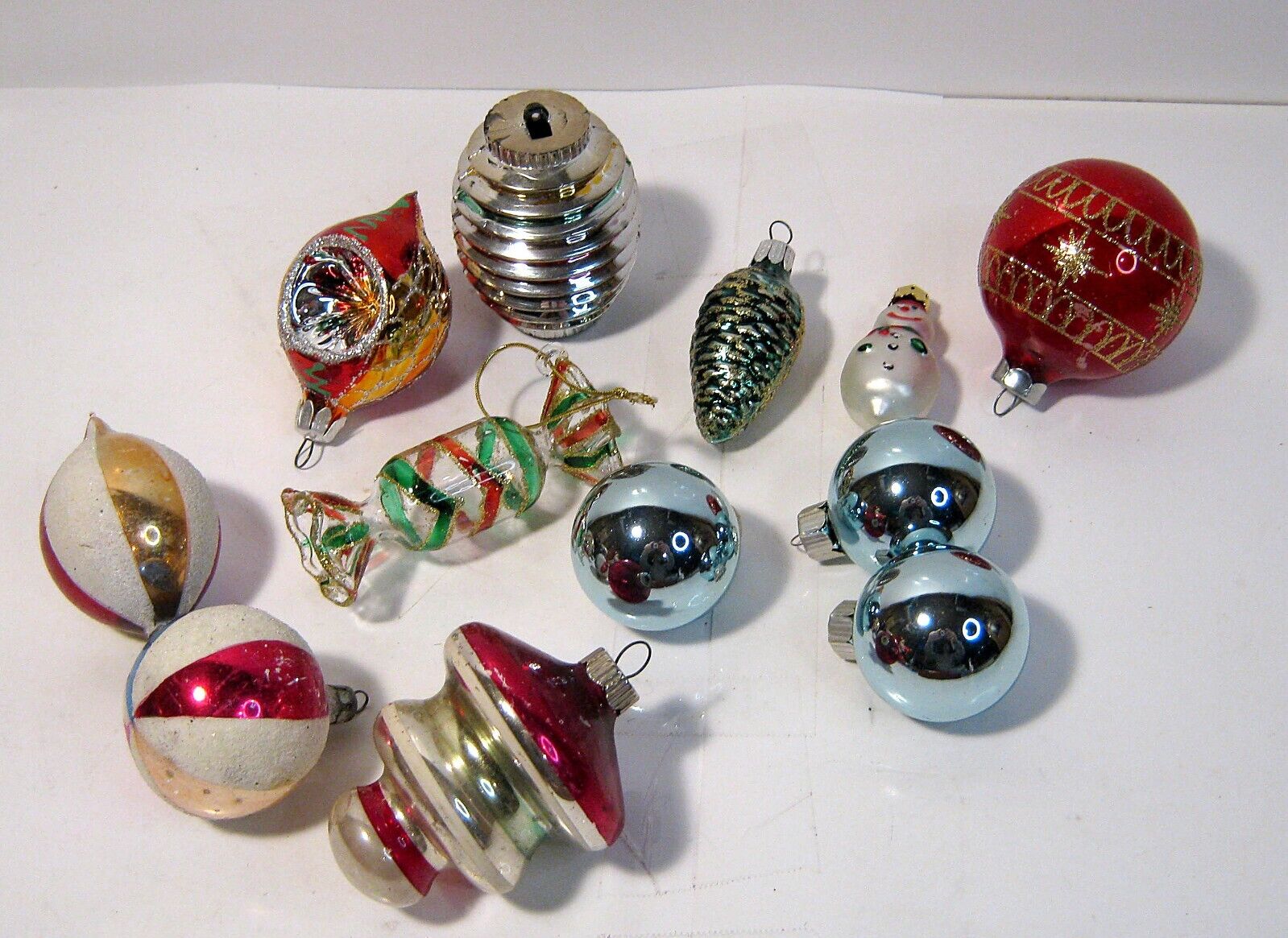 Vintage Mixed Lot of 12 Mercury Glass Christmas Ornaments X-Mas
