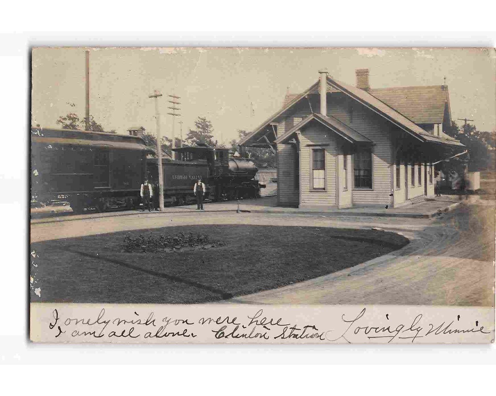 ST1956: RR STATION CLINTON NJ (Scarce RPPC/postcard 1906 PM) 