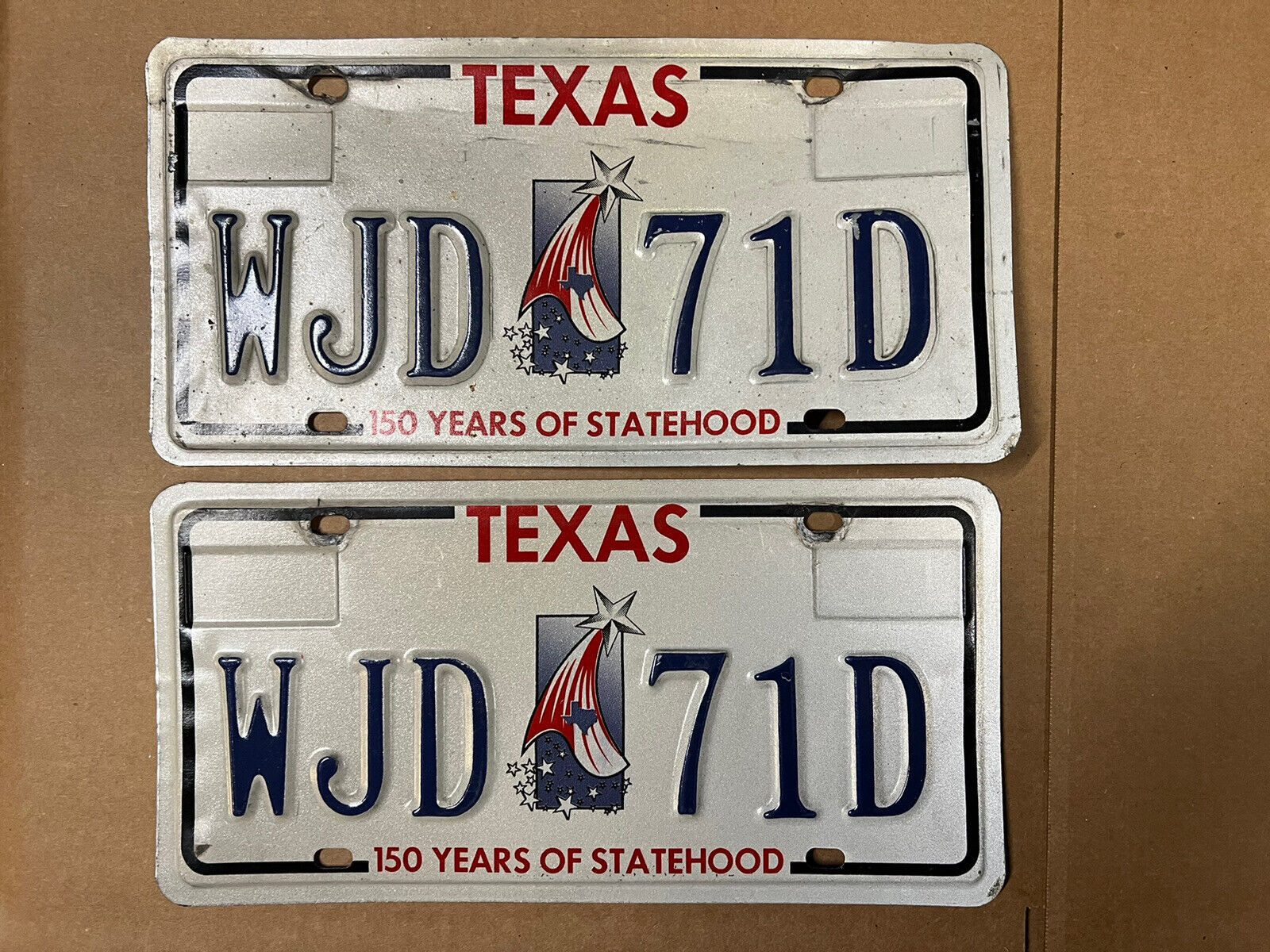 1996 TEXAS AUTO LICENSE PLATE VNW 150 Years of Statehood Shooting Stars WJD 71D