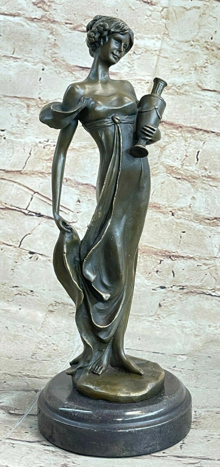 Signed Original Artwork by French Artist Jean Patoue Gorgeous Lady Bronze Art NR