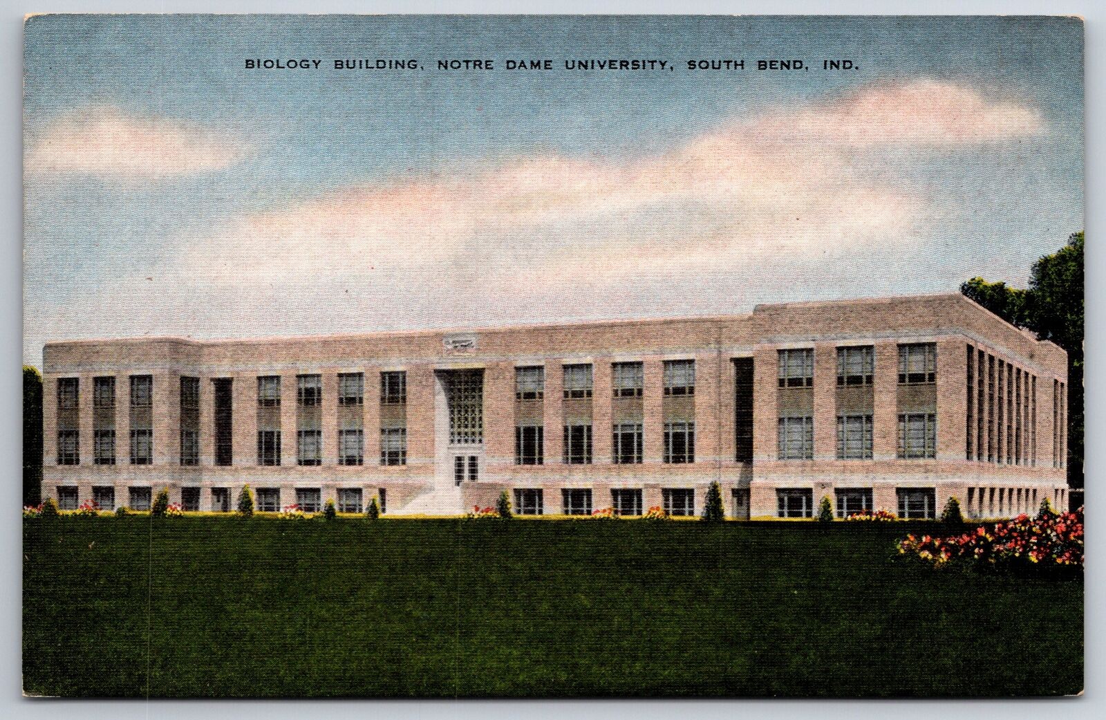 South Bend Indiana~Notre Dame University College~Biology Building~1930s Linen PC