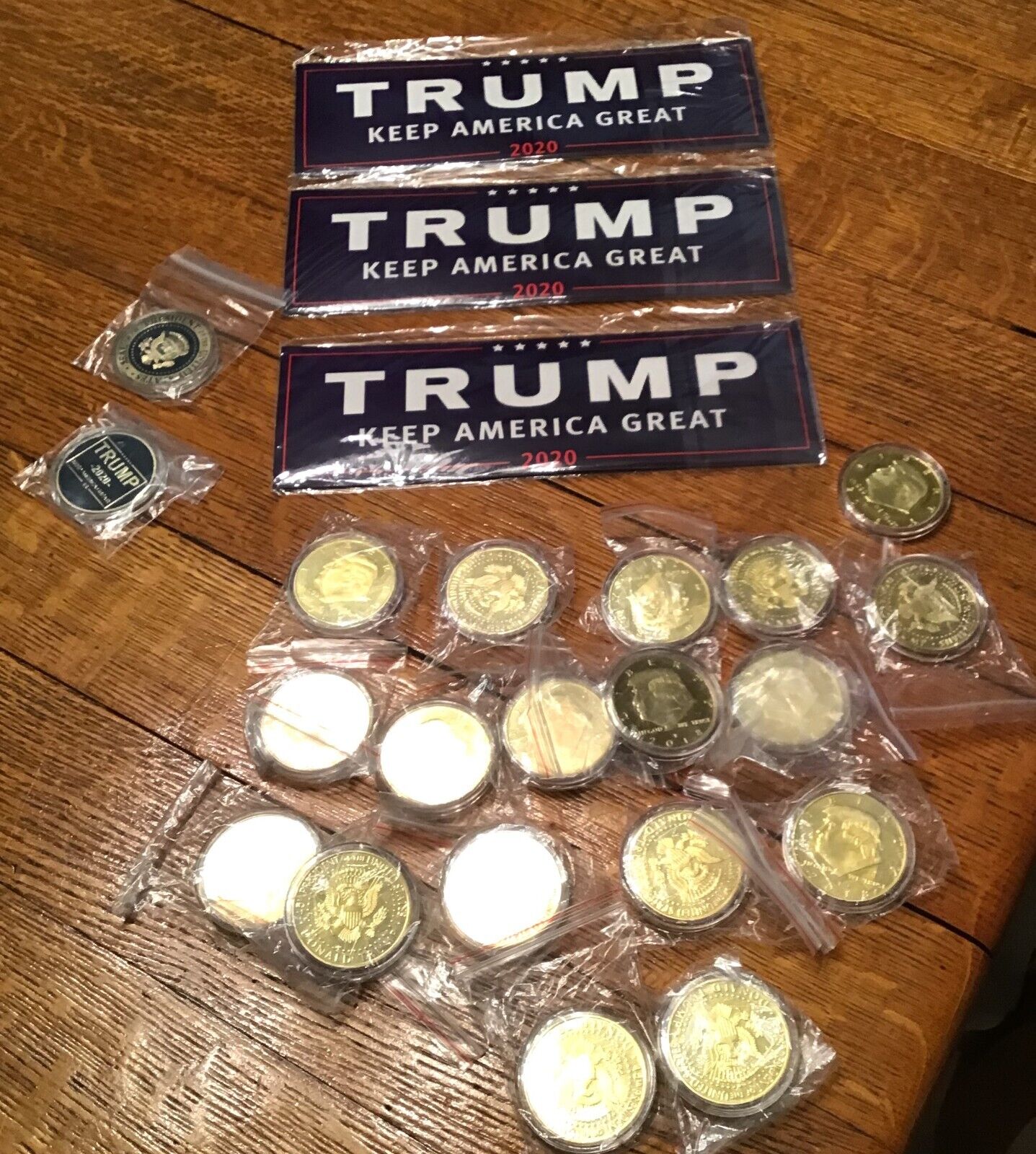 HUGE Lot of Trump Coins and Bumper Stickers All are NEW