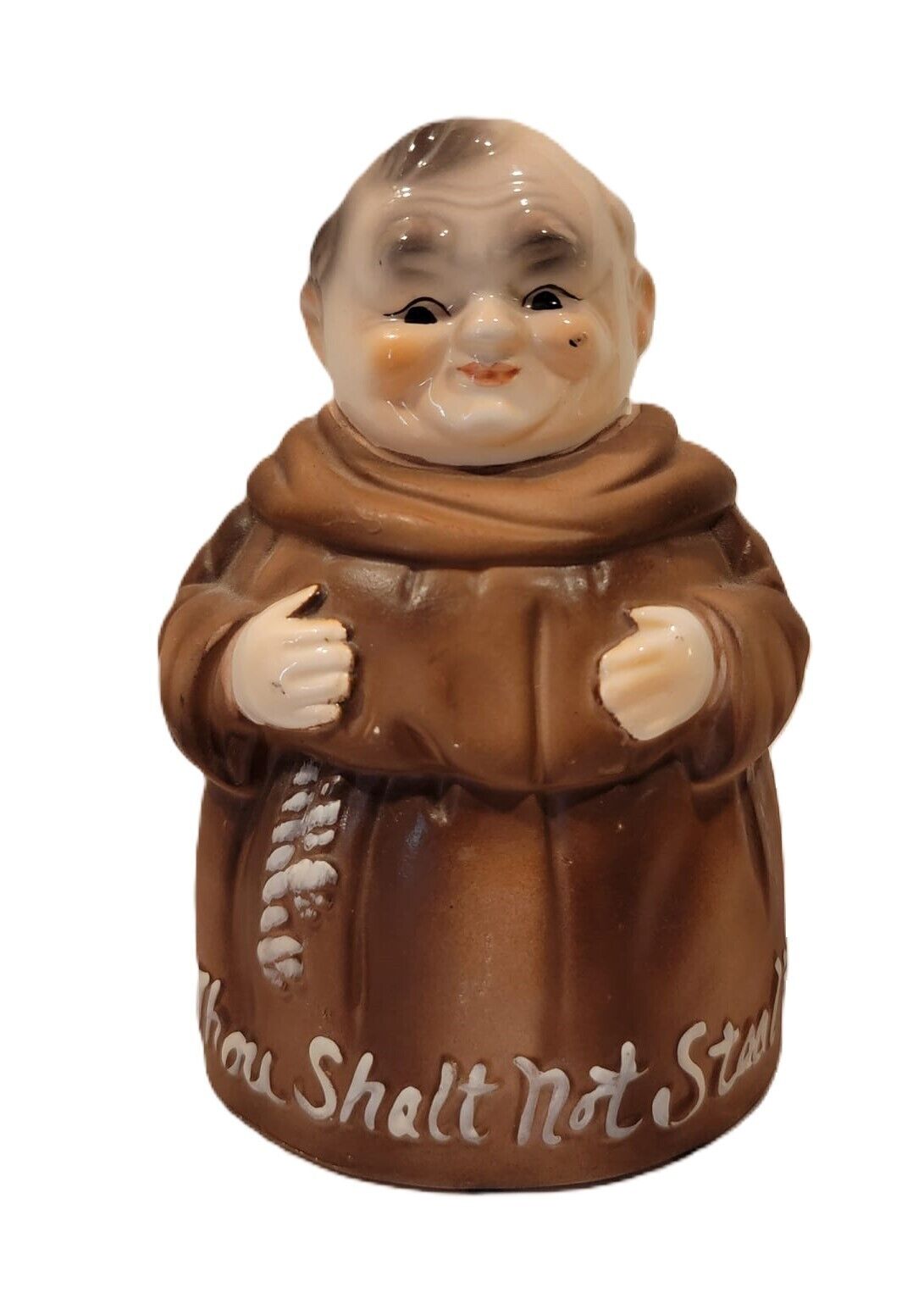Vintage Friar Monk Bank Thou Shall Not Steal  1960s Giftware Handpainted