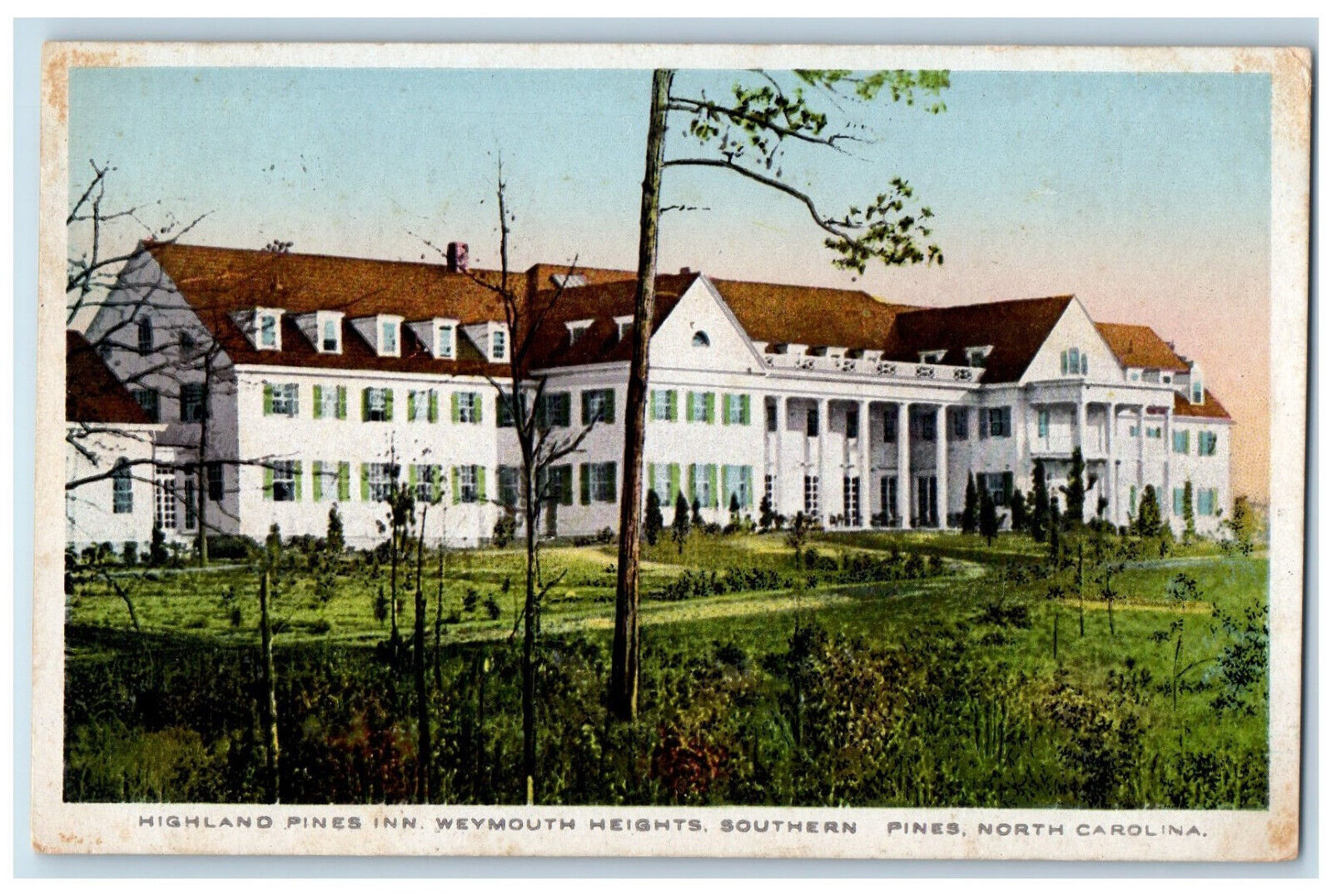 1915 Highland Pines Inn Weymouth Heights Southern Pines NC Antique Postcard
