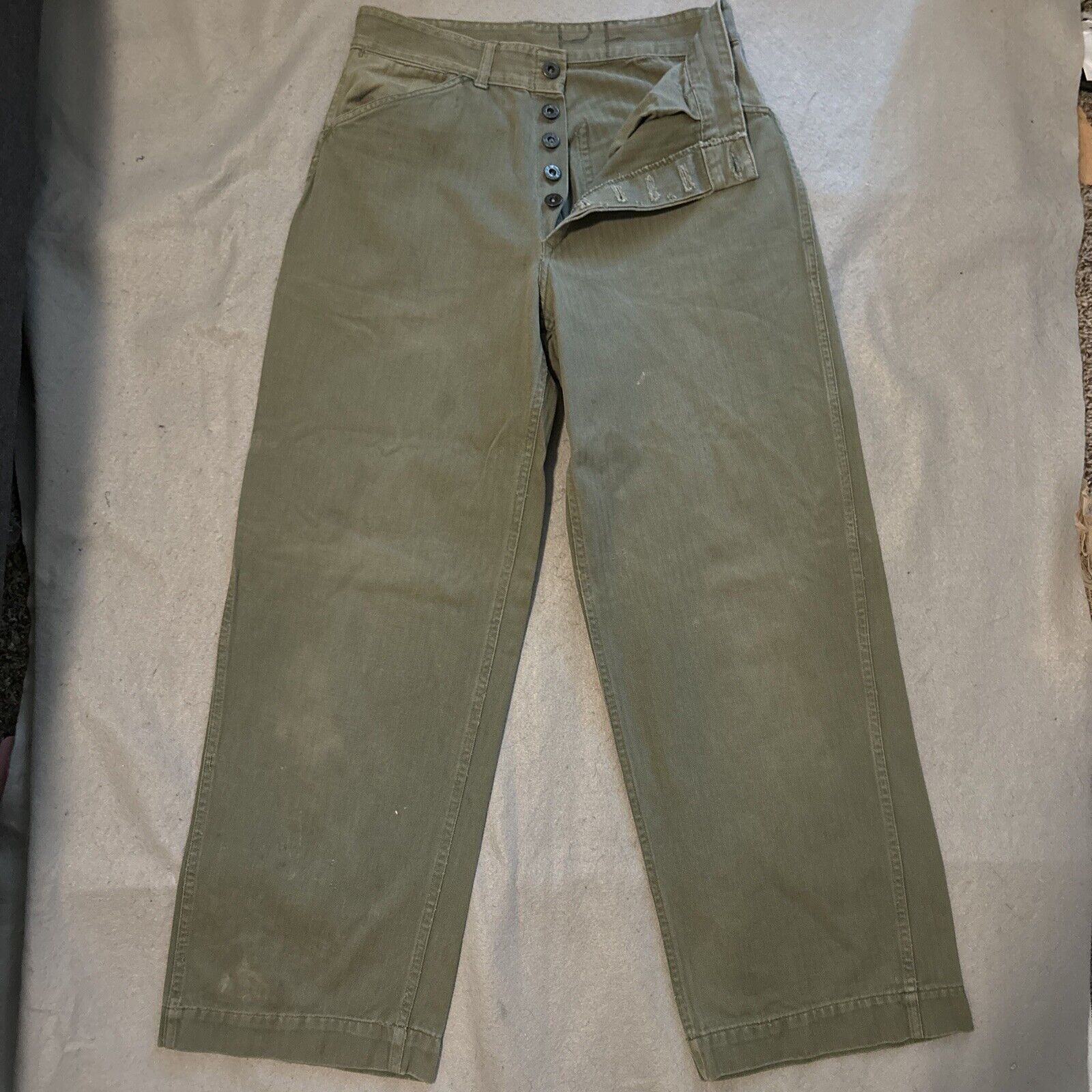 Vintage Original WW2 USMC Trousers 1940s Pants Herringbone Twill HBT