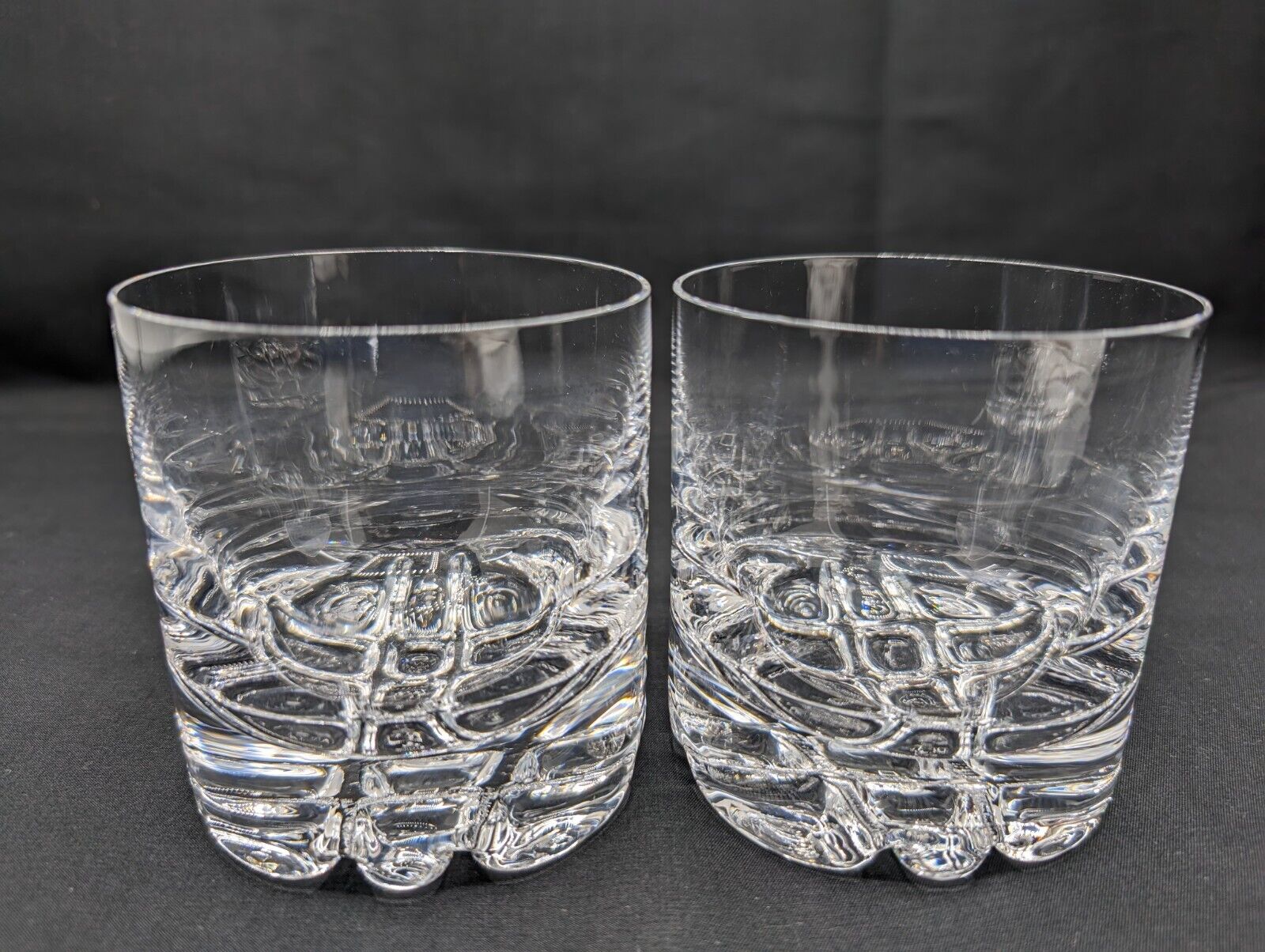 Set of 2 Orrefors Erik Double Old Fashioned Crystal Glasses 504704 Sweden