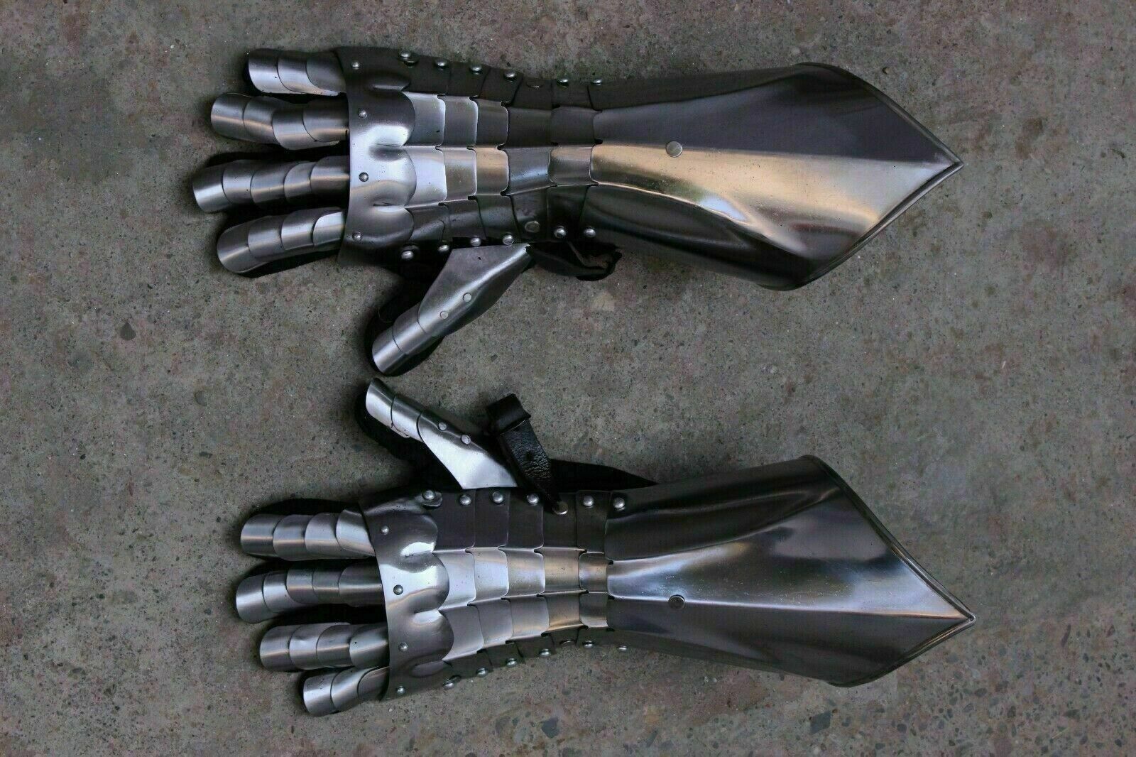 18 Guage Steel Medieval Knight Gothic Pair Of Gauntlets Gloves Armor GF14