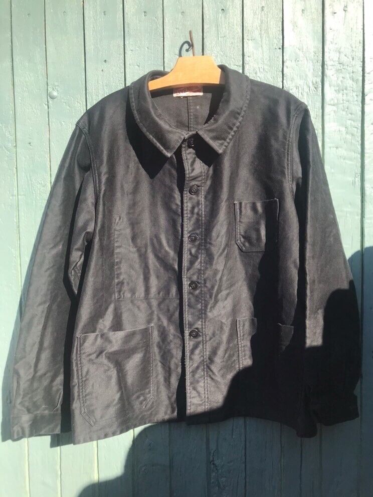 French Vintage Black Moleskin 40\'s Jacket