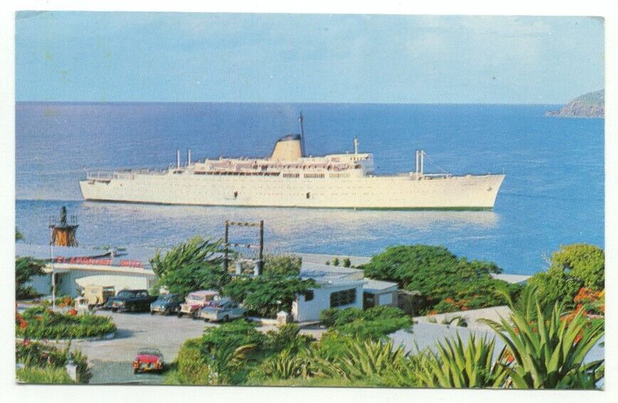 M/S Victoria Entering St. Thomas VI Cruise Ship Postcard