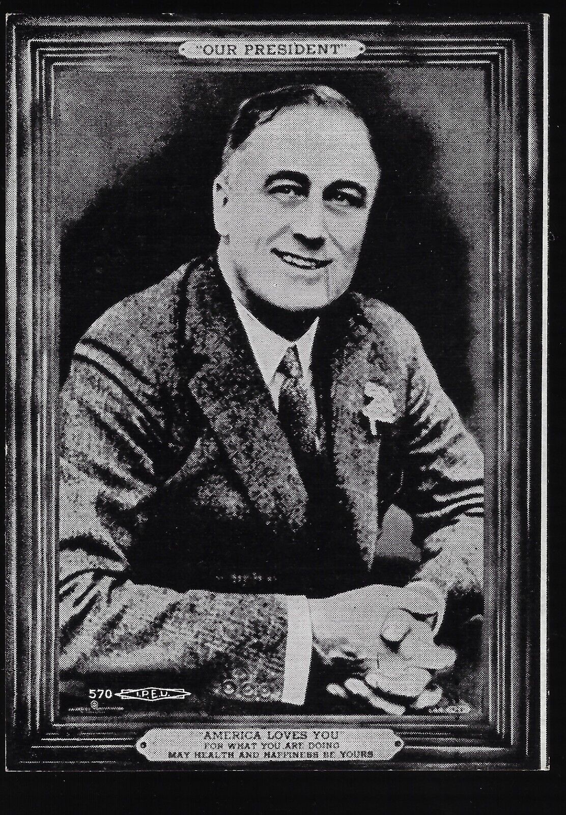 1936 Franklin Roosevelt Portrait Type Poll Card with Bio By Milwaukee Company