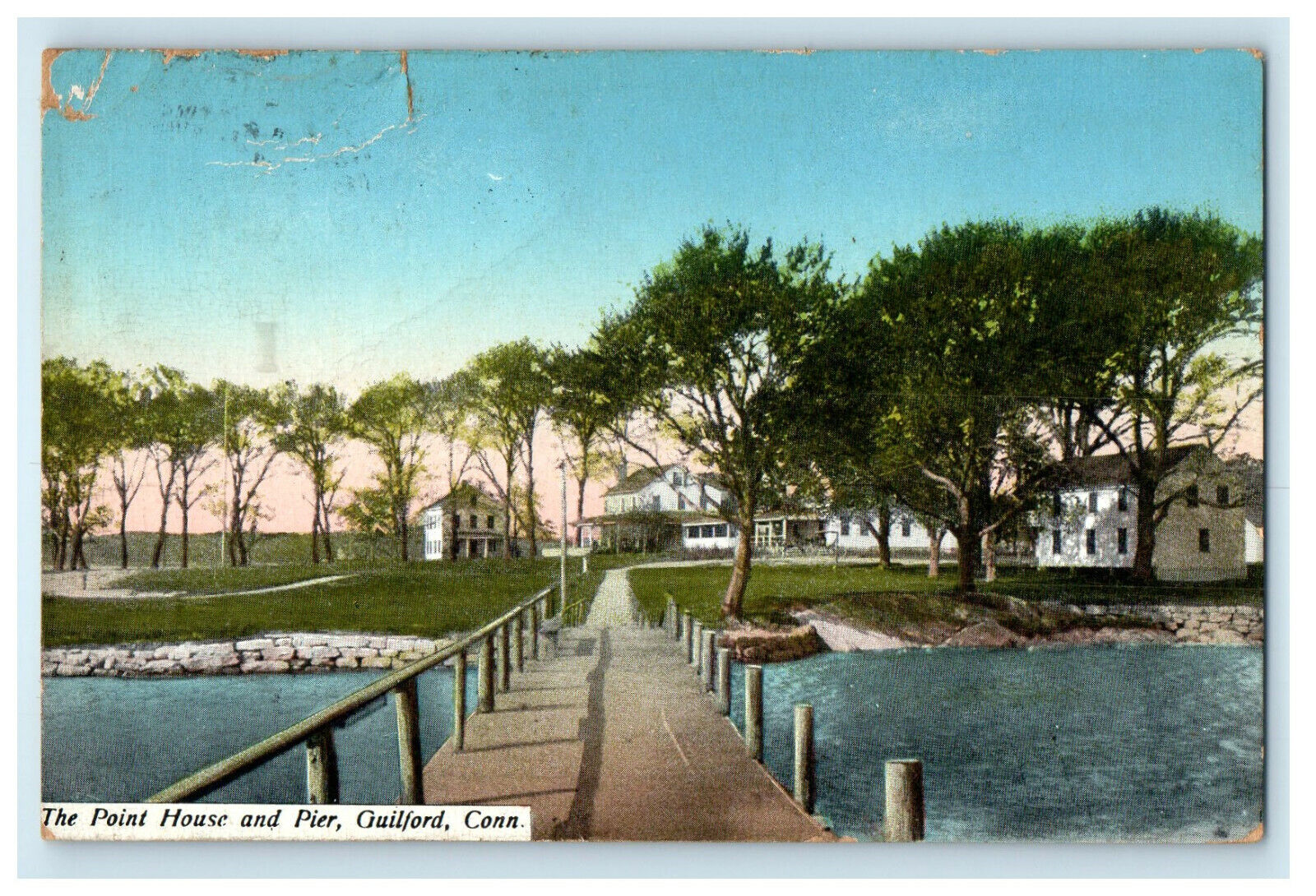 1914 The Point House and Pier Guilford Connecticut CT Posted Postcard