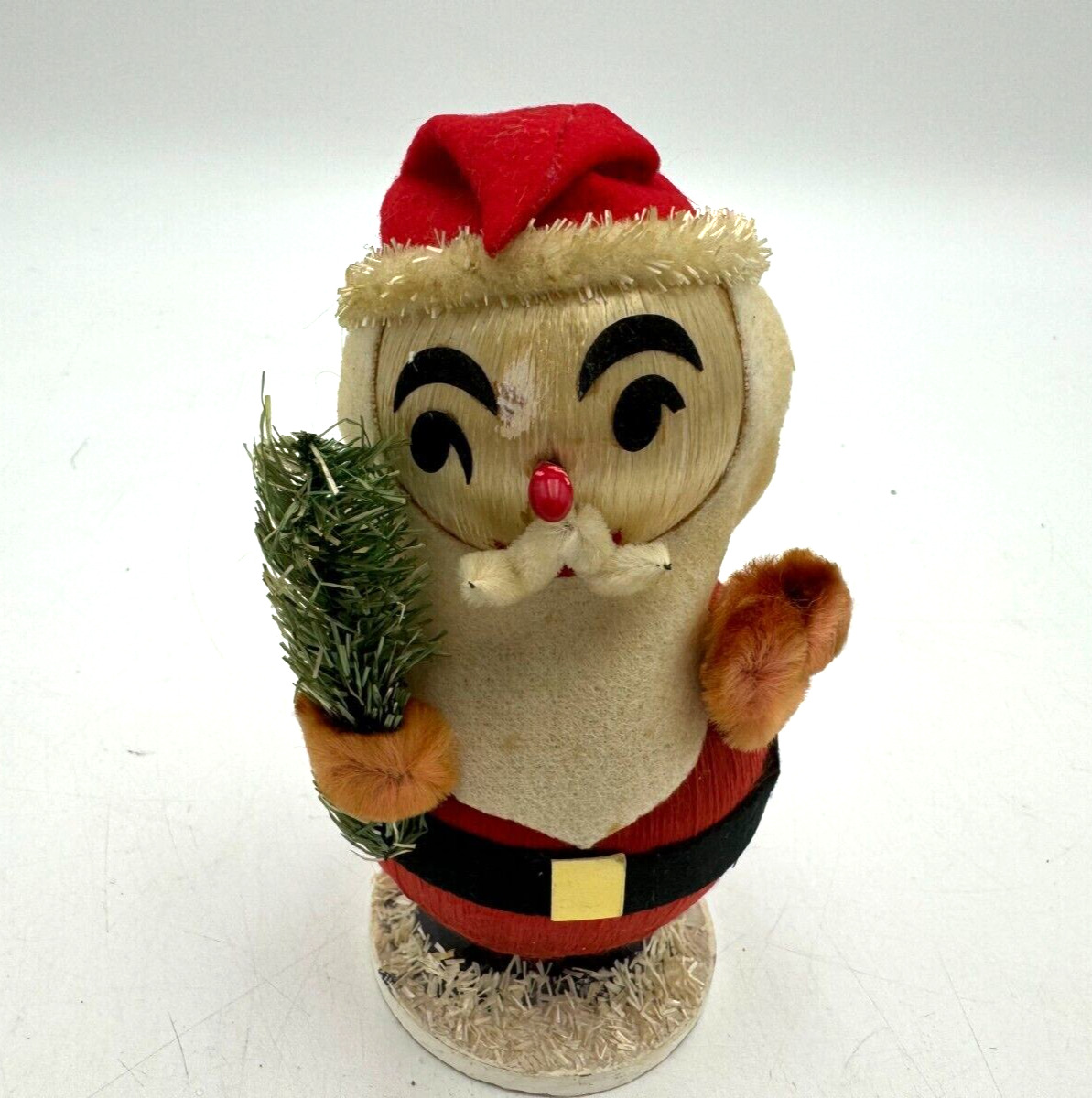 MidCentury Vintage Santa Claus Christmas Figurine MCM Pipe Cleaner Satin Ball 6”