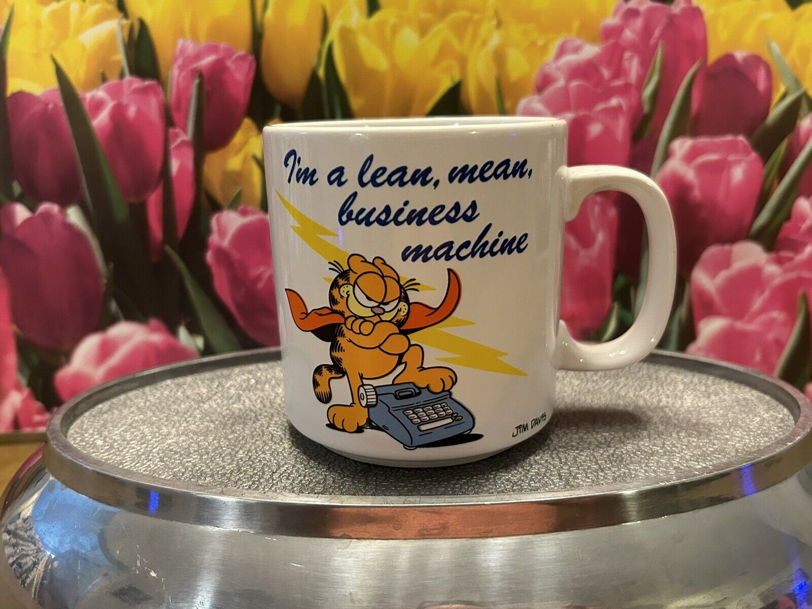 GARFIELD Coffee Mug, I\'m a Lean Mean Business Machine Jim Davis, Vintage 1978
