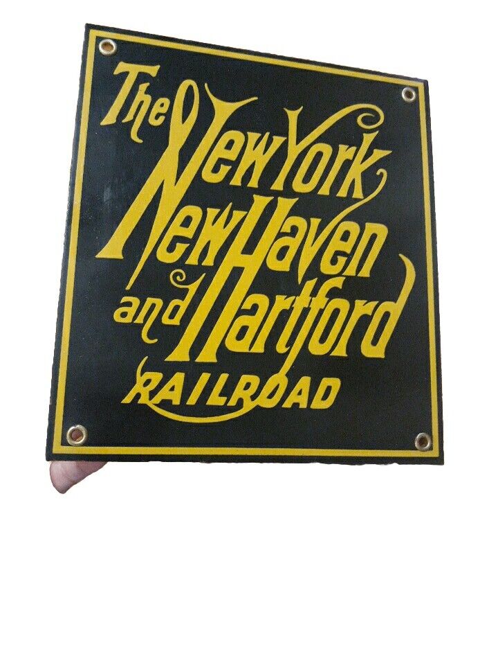 New York New Haven Hartford Railroad Sign Porcelain Coated 8X9