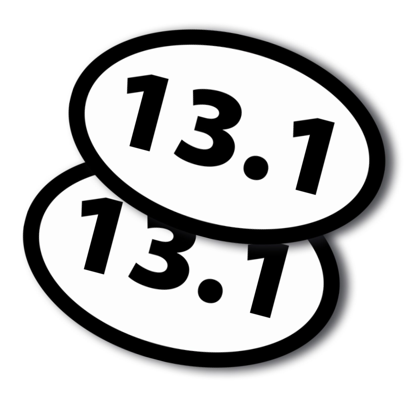 13.1 Half Marathon Oval Runner Adhesive Decal Sticker, 2 Pack, 5.5x3.5 Inch
