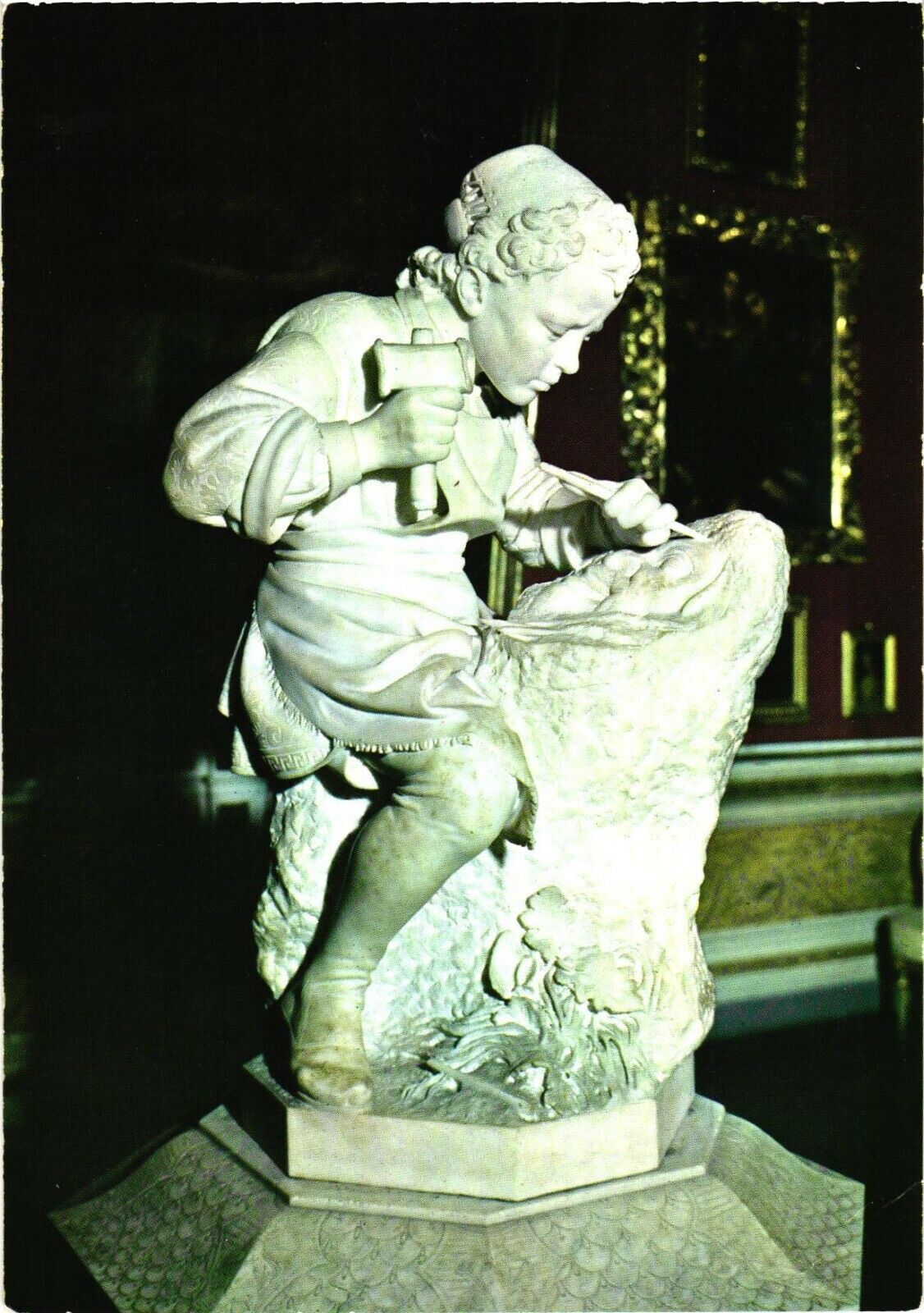 Young Michelangelo Sculpting By Emilio Zocchi, Pitti Palace, Florence Postcard