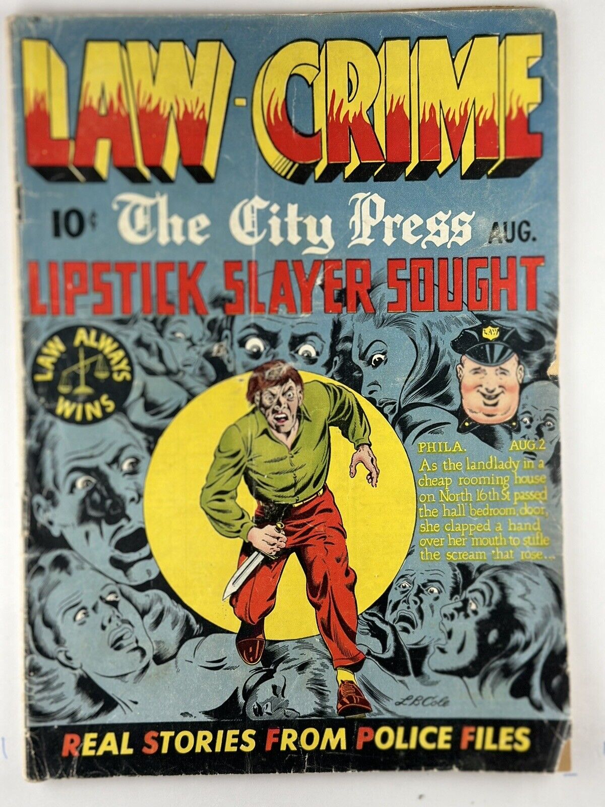 LAW AGAINST CRIME # 3 ESSENKAY COMICS August 1948 LB COLE COVER ART USED in SOTI