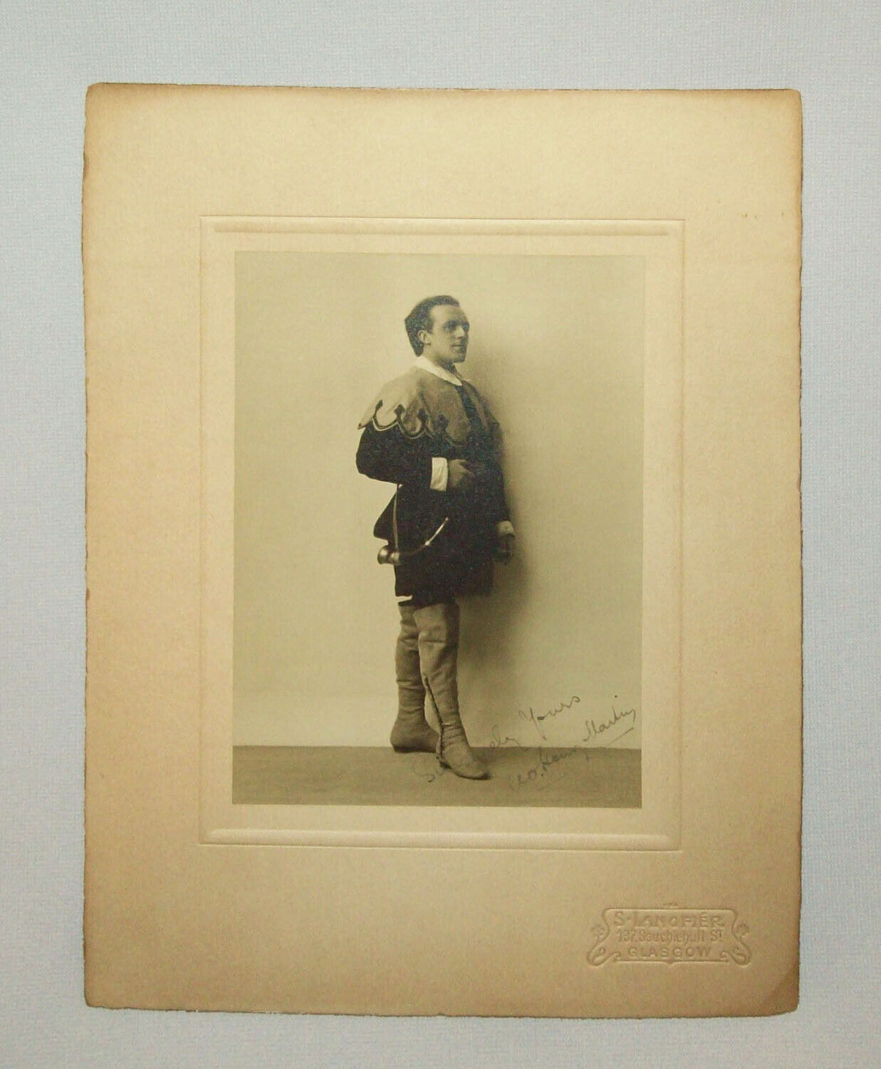 Old Antique Vtg 1900s Stage Actor Glasgow Signed Cabinet Card Photograph Photo