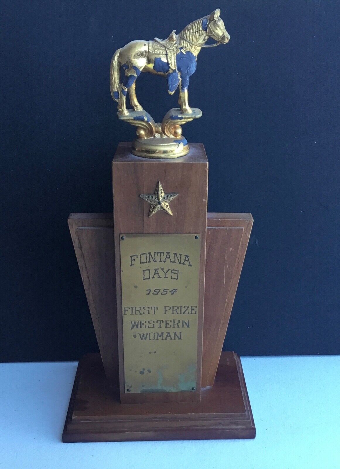 Rare 1954 First Prize Fontana Days Festival Western Woman Horse Show Trophy