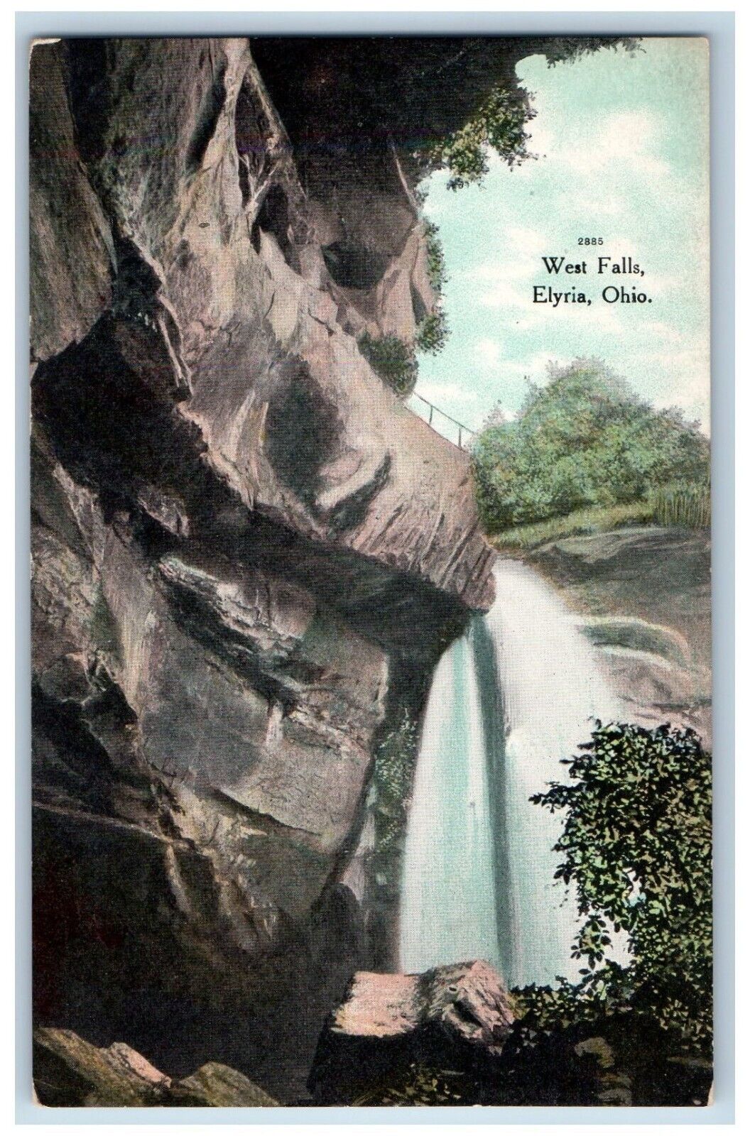 Elyria Ohio OH Postcard View Of West Falls Waterfalls c1910's Unposted Antique