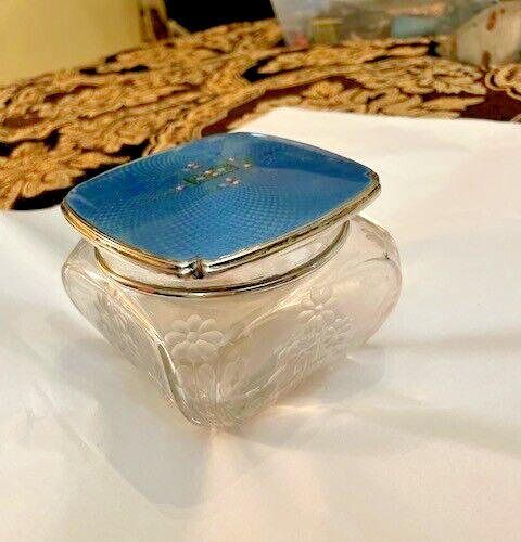 Antique enamel sterling Powder Jar