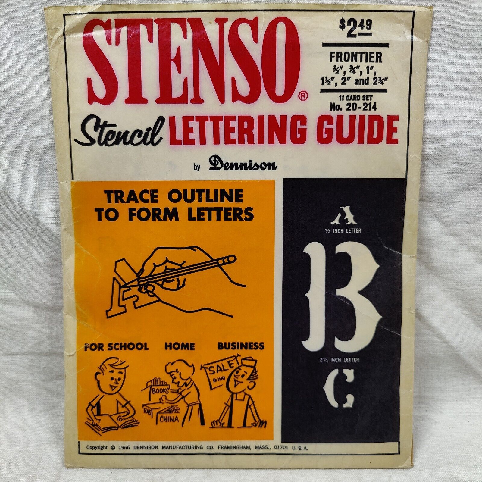Vtg 1966 Stenso Stencil Lettering Guide By Dennison FRONTIER 1/2“- 2\