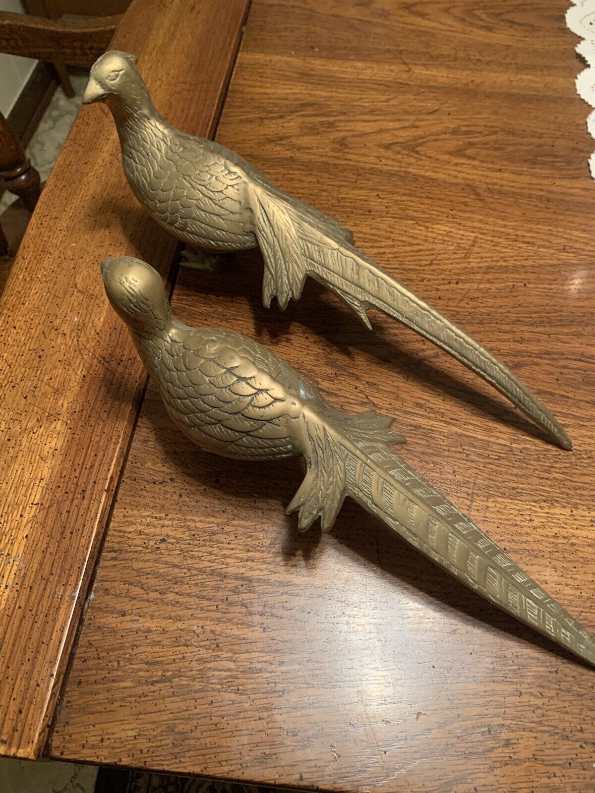 Vntage brass pheasant figurine pair-excellent condition