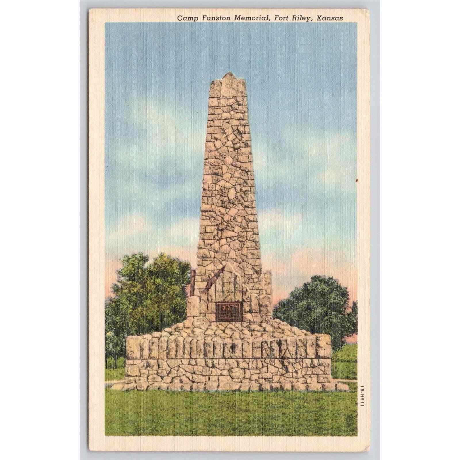 Postcard KS Junction City Camp Funston Memorial Fort Riley Kansas