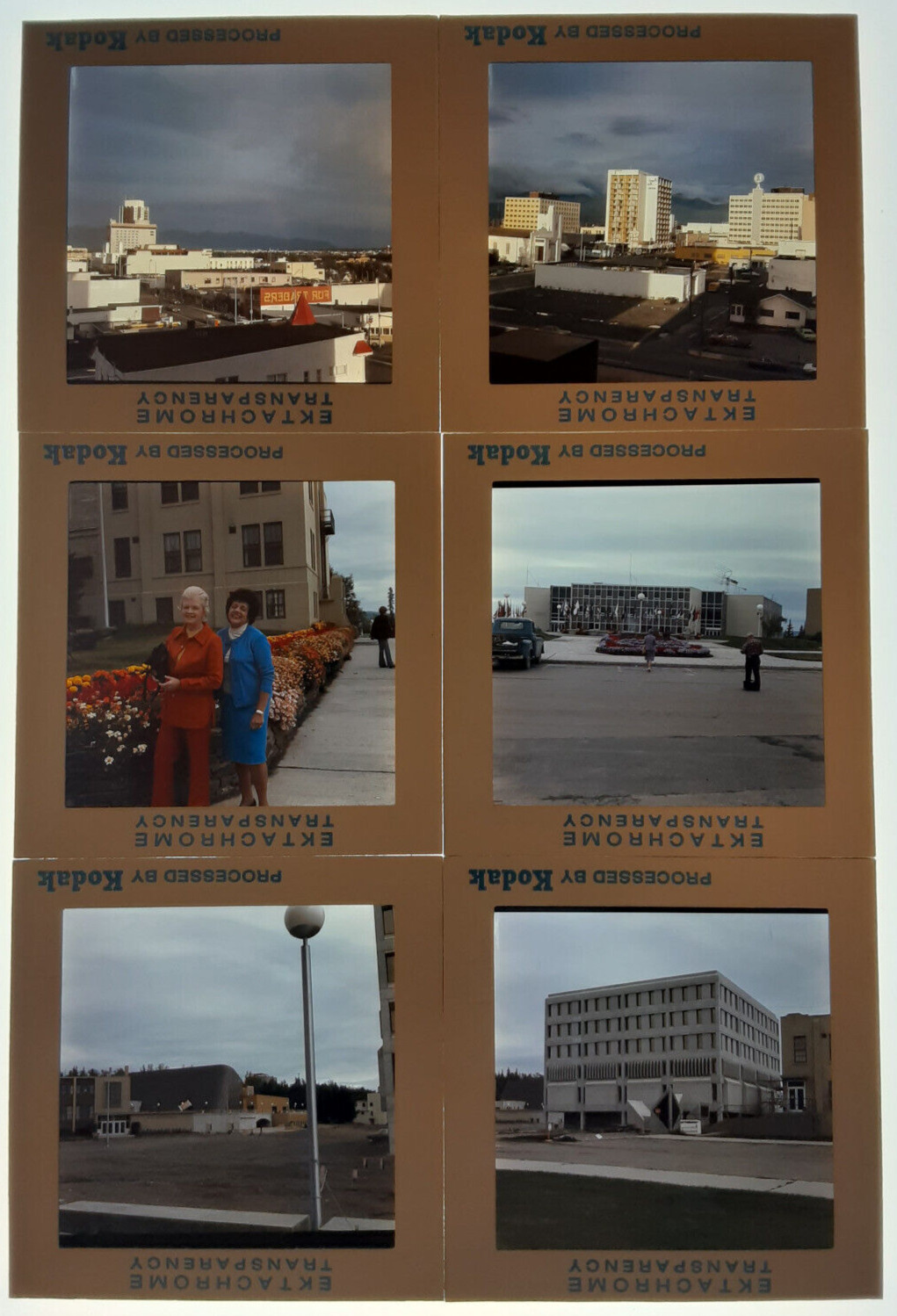 Anchorage & Fairbanks Alaska Cityscape, Buildings+:1970s Medium Format Slide LOT