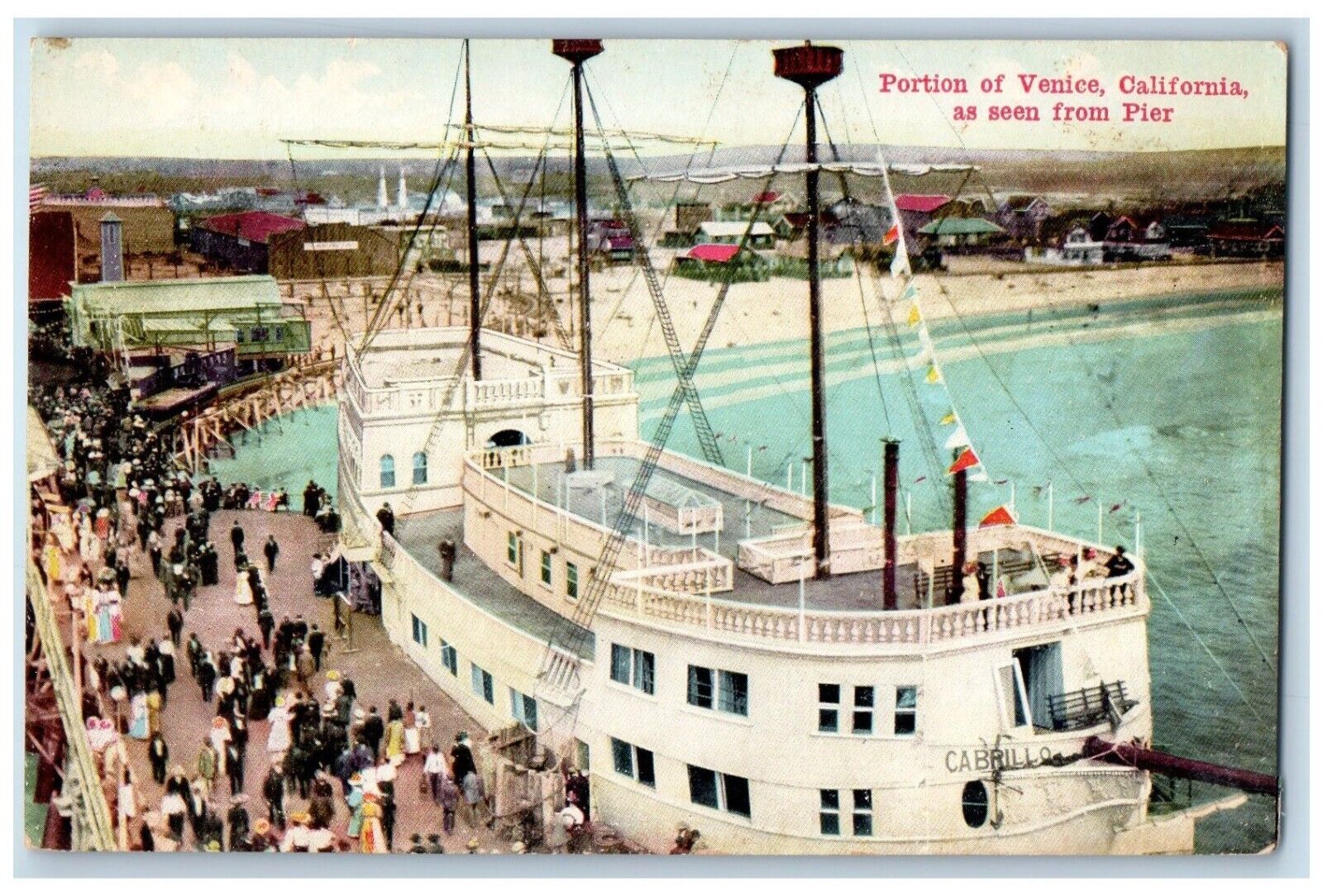 c1910 Pier Dock Exterior Building Portion Venice California CA Vintage Postcard