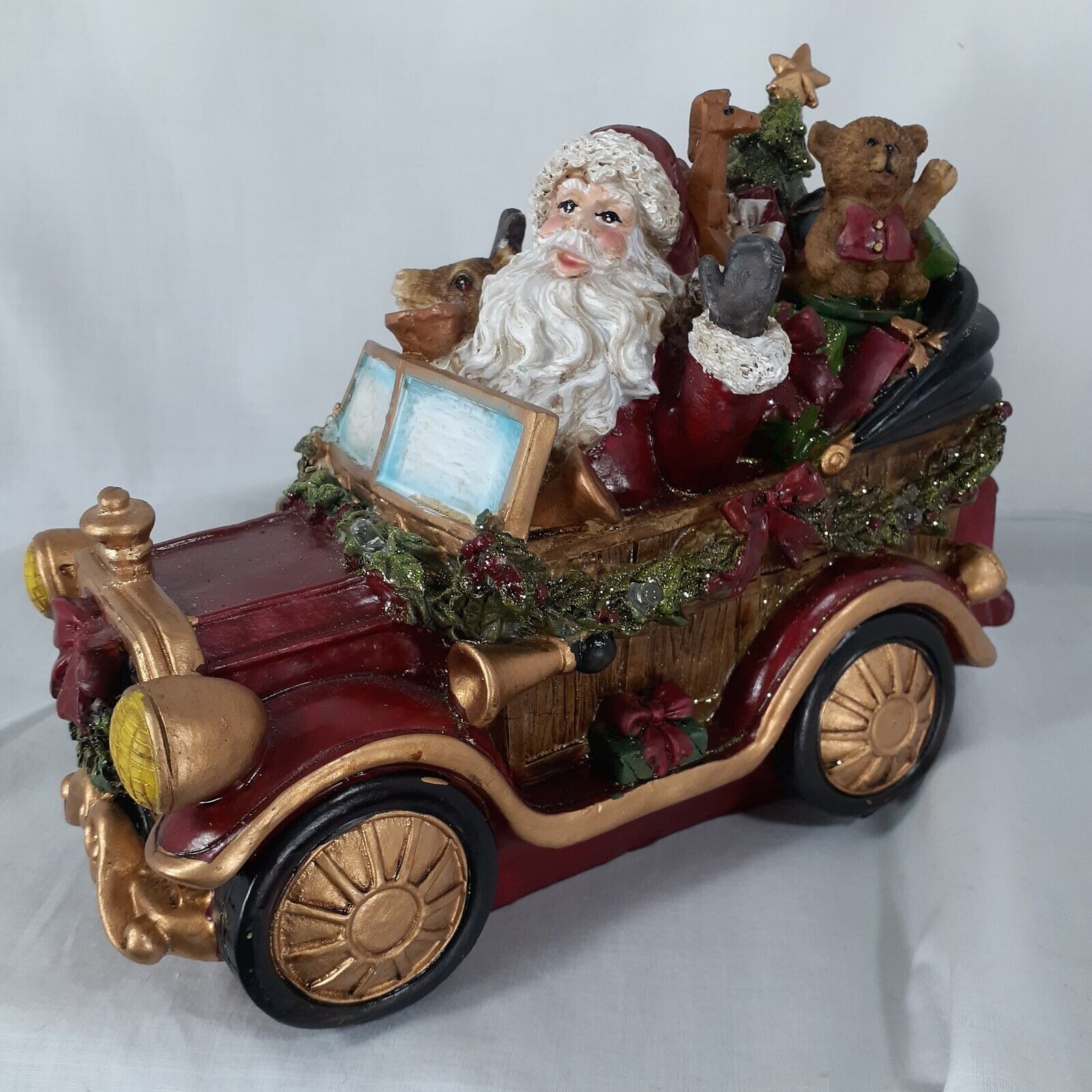 Musical Santa In Car Christmas Tree Gifts Rocking Horse Teddybear Deer Lighted