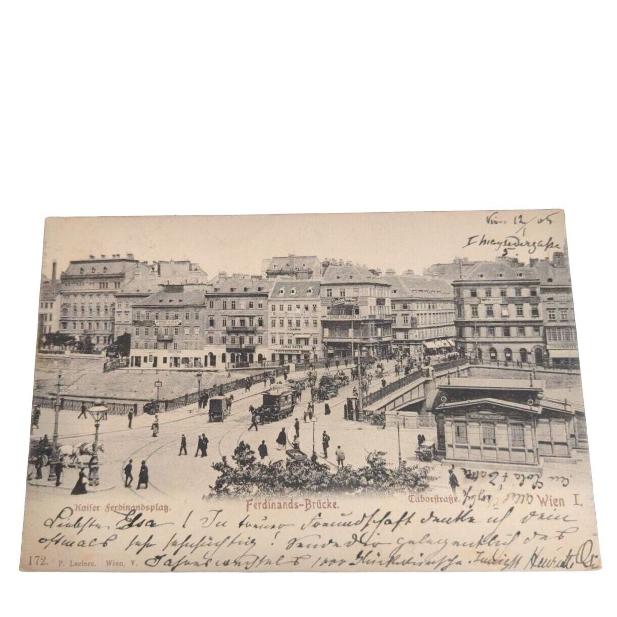Postcard Ferdinands Bridge Vienna Austria Street View Vintage Posted