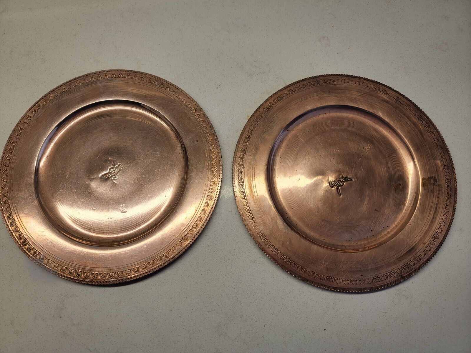 Antique Copper Etched Stamped Plates. 
