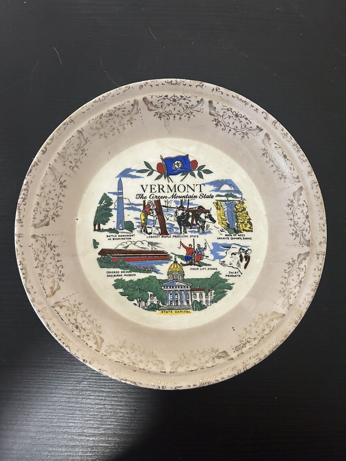 Vintage Decorative Plate : Vermont