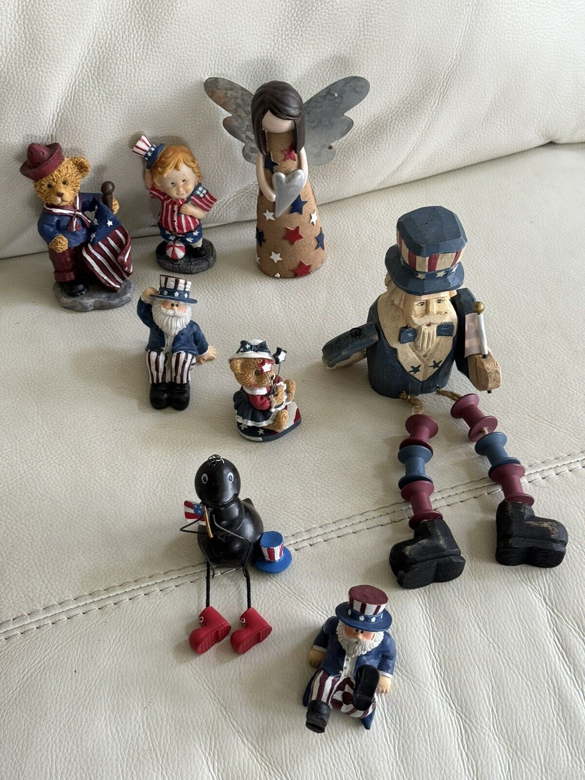 Small Miniature  Patriotic 4th of July Figurines  8 Pieces - Americana Sam